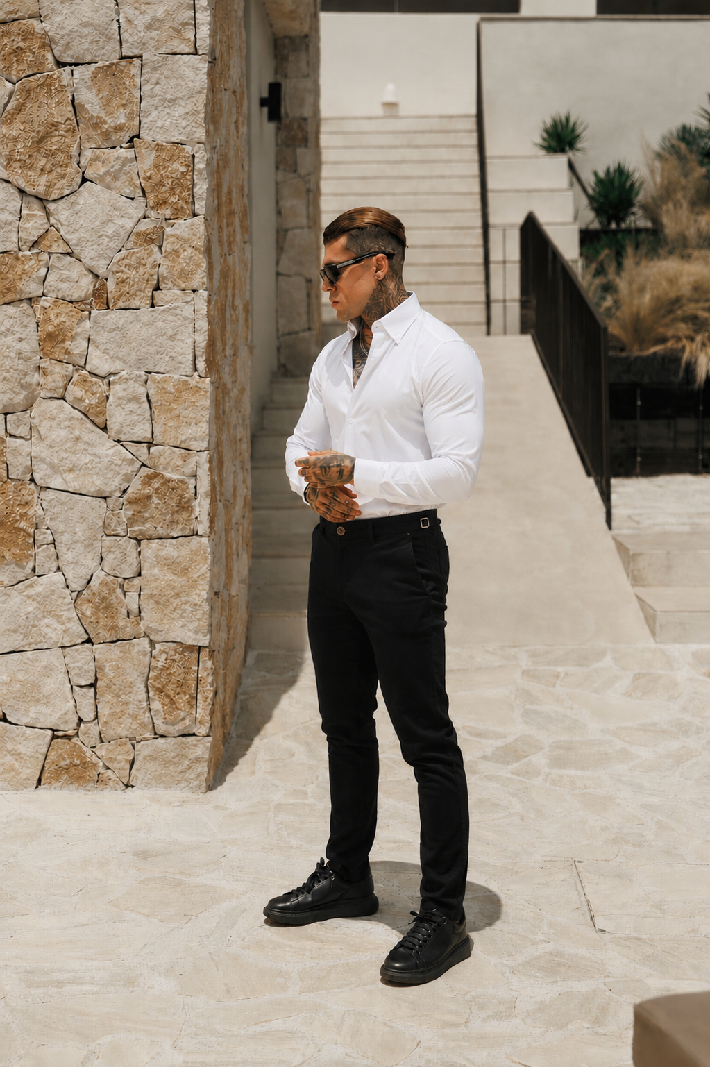 Black Chino Trousers With Side Adjuster - FSH1491