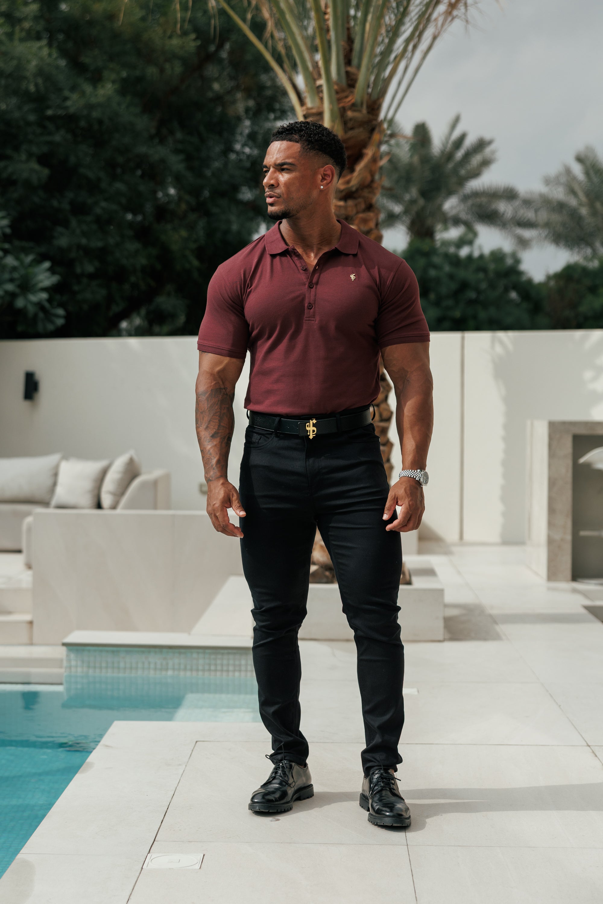 Burgundy / Gold Polo Shirt - FSH1407