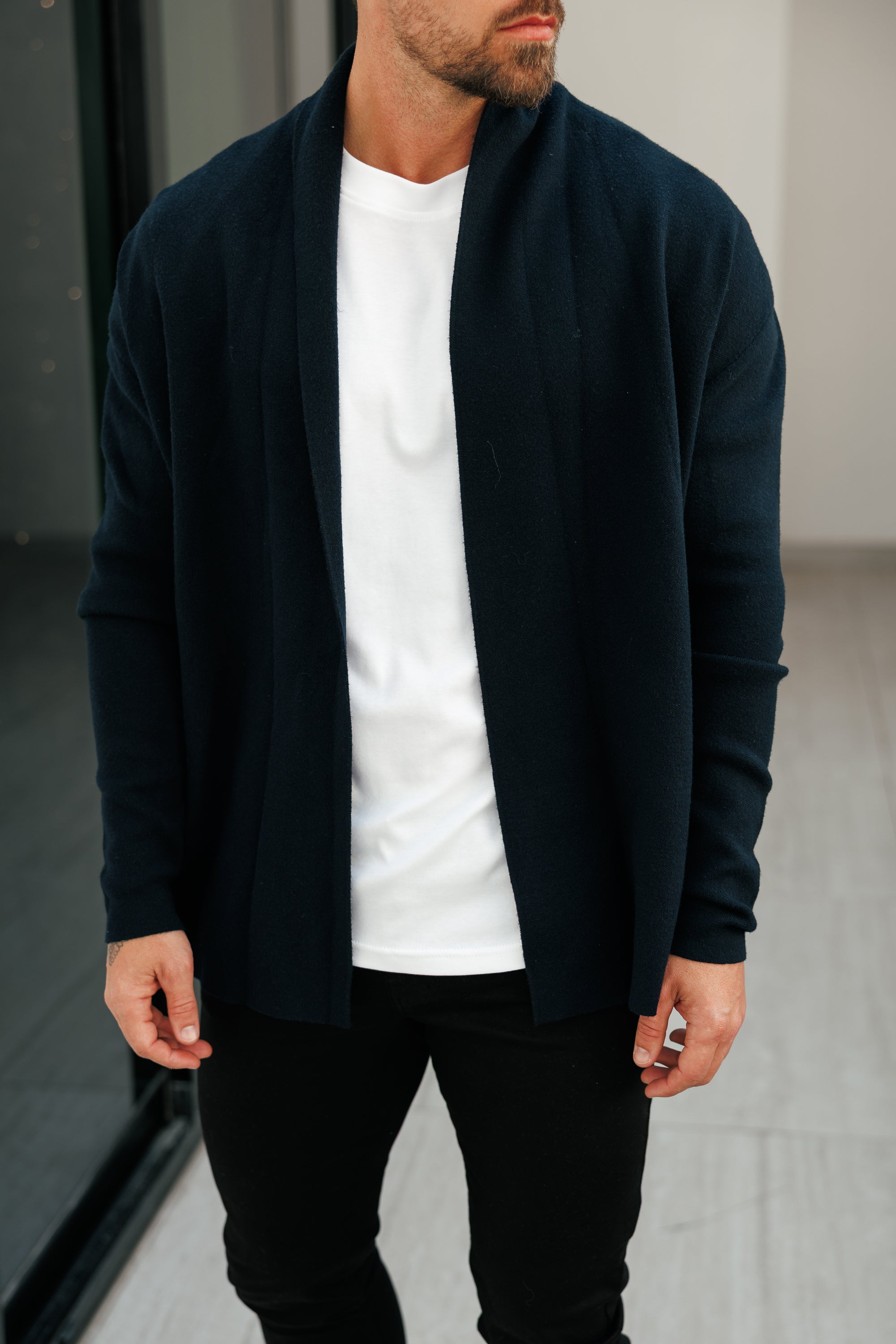 Soft Touch Shawl Cardigan Navy -  FSA002