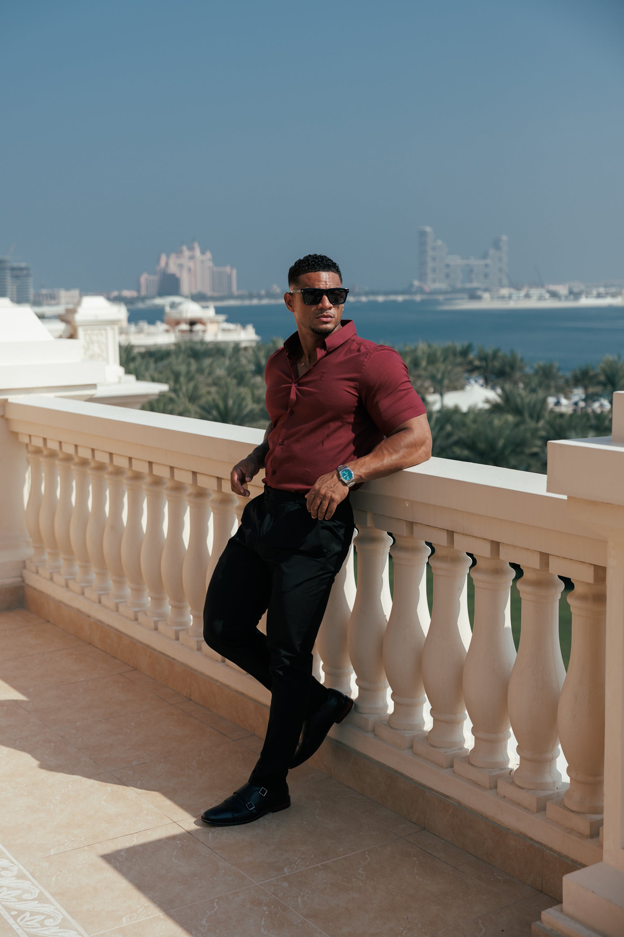 Classic Stretch Oxford Short Sleeve Oxblood / Burgundy with Button Down Collar - FS1213