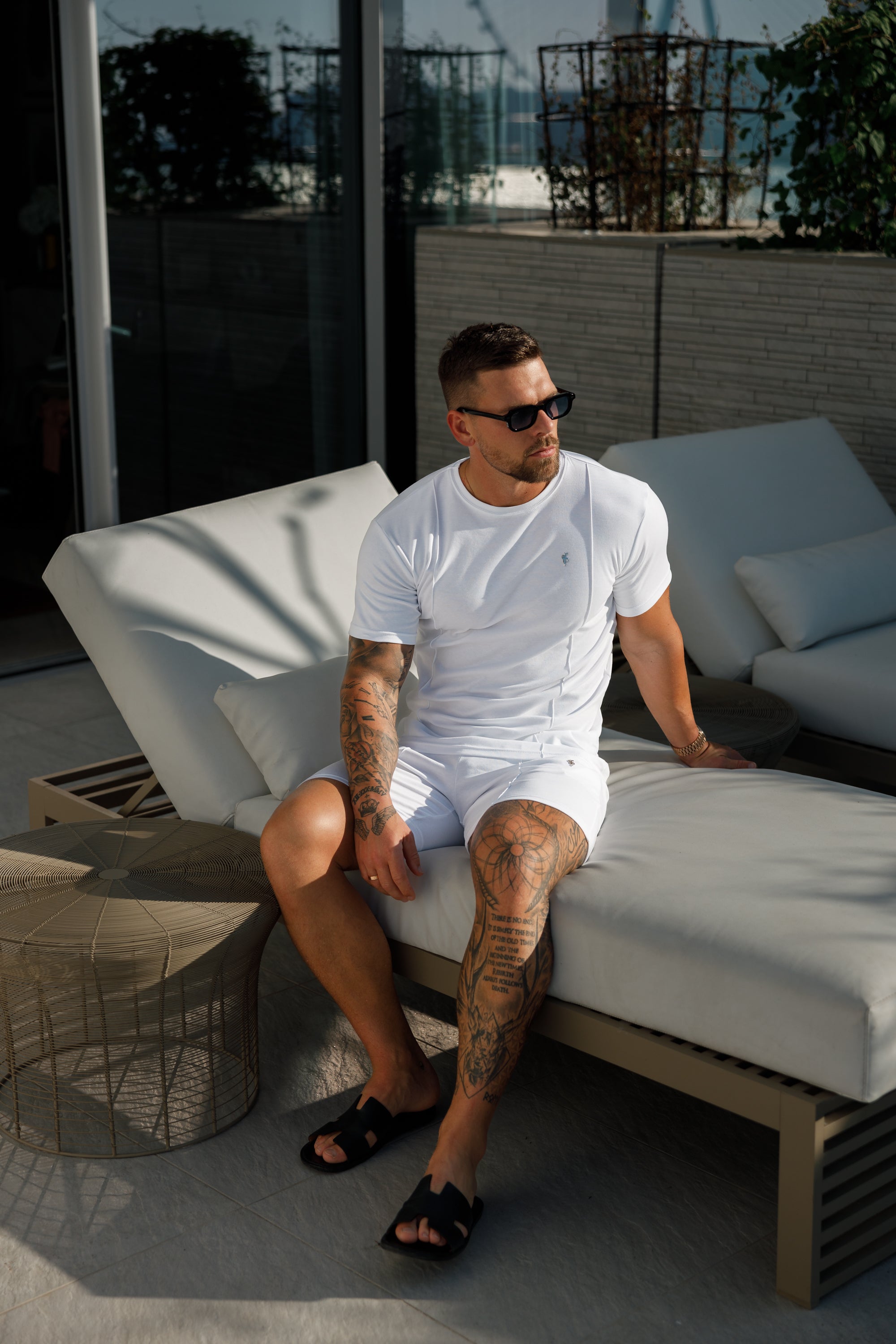White / Silver Crew T Shirt With Pintuck Detail - FSH1046