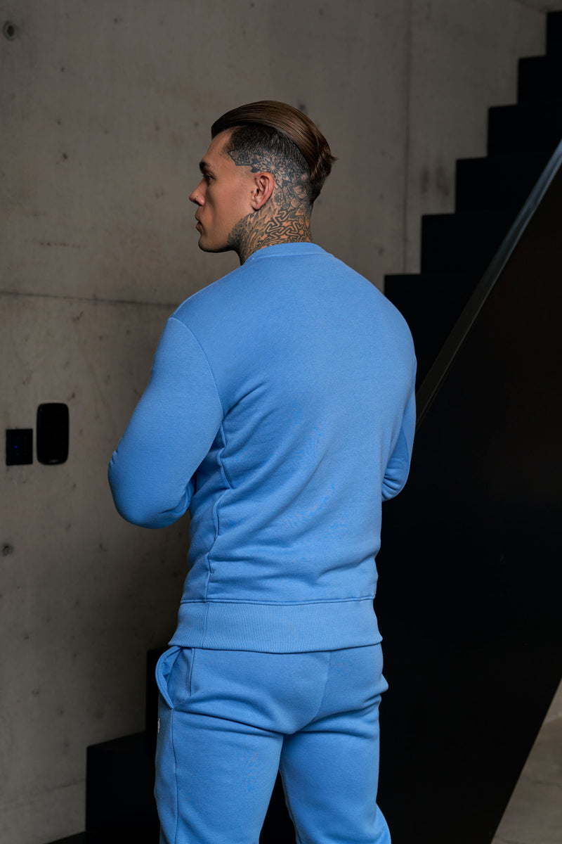 FS Plain Blue Crew Jumper With FS Branding - FSH1188