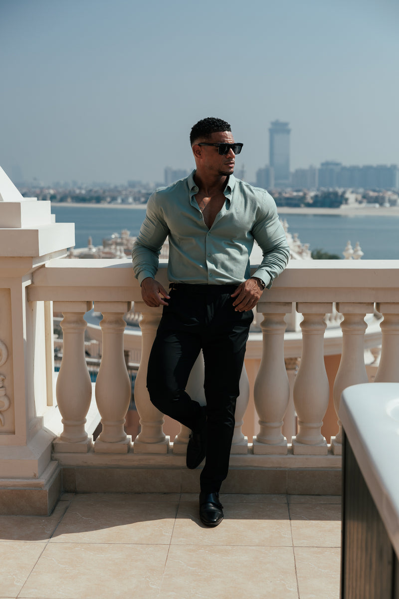 Father Sons Classic Stretch Oxford Long Sleeve Smoke Green with Button Down Collar - FS1217