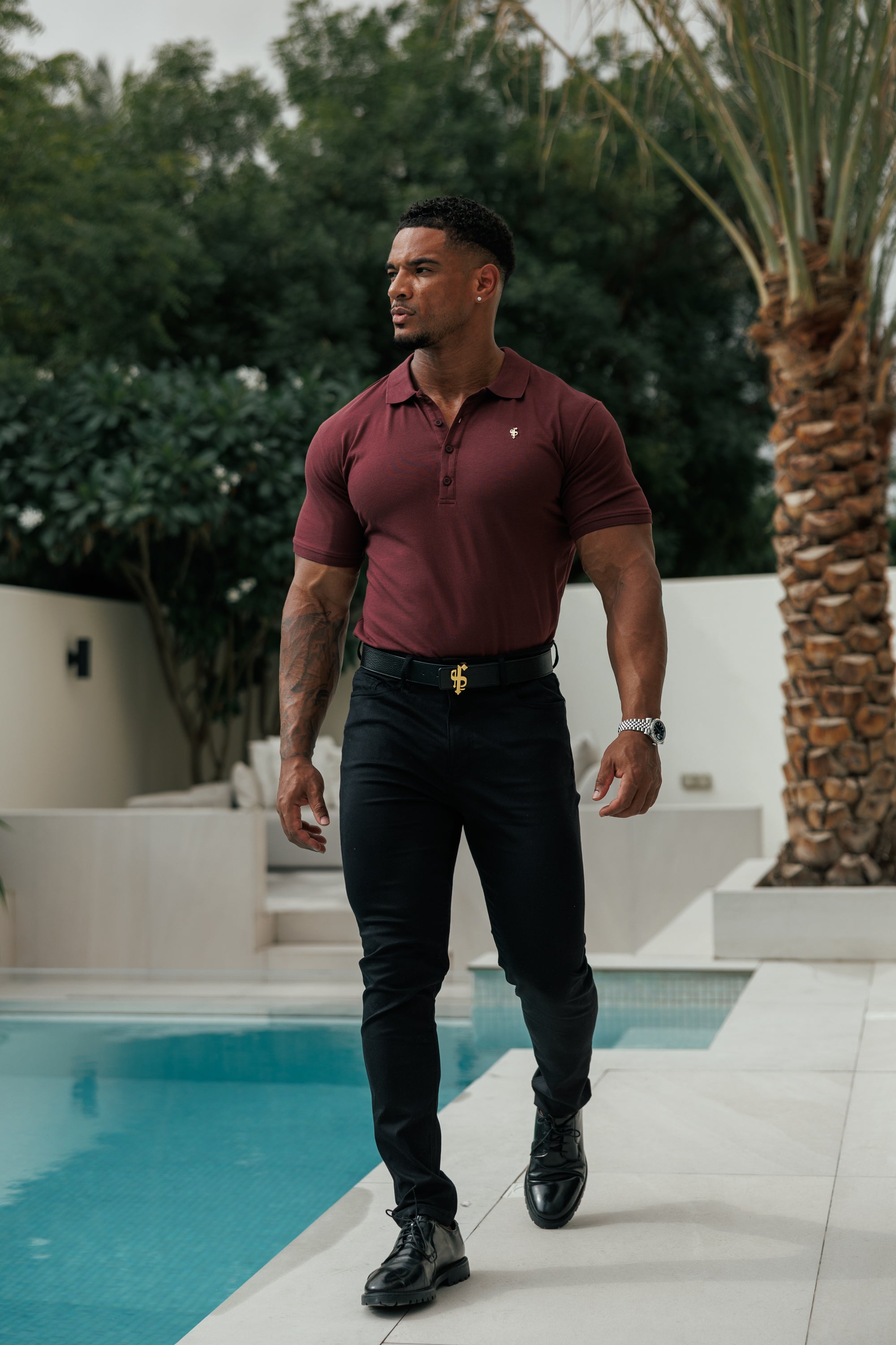 Burgundy / Gold Polo Shirt - FSH1407