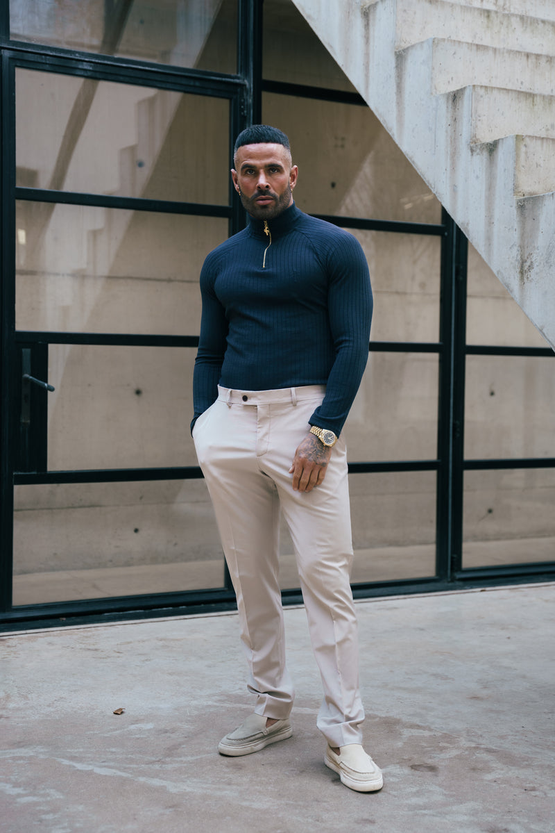 FS Classic Navy Ribbed Zip Funnel Neck Raglan Long Sleeve Crew - FSH1296 (PRE ORDER 30TH NOVEMBER)