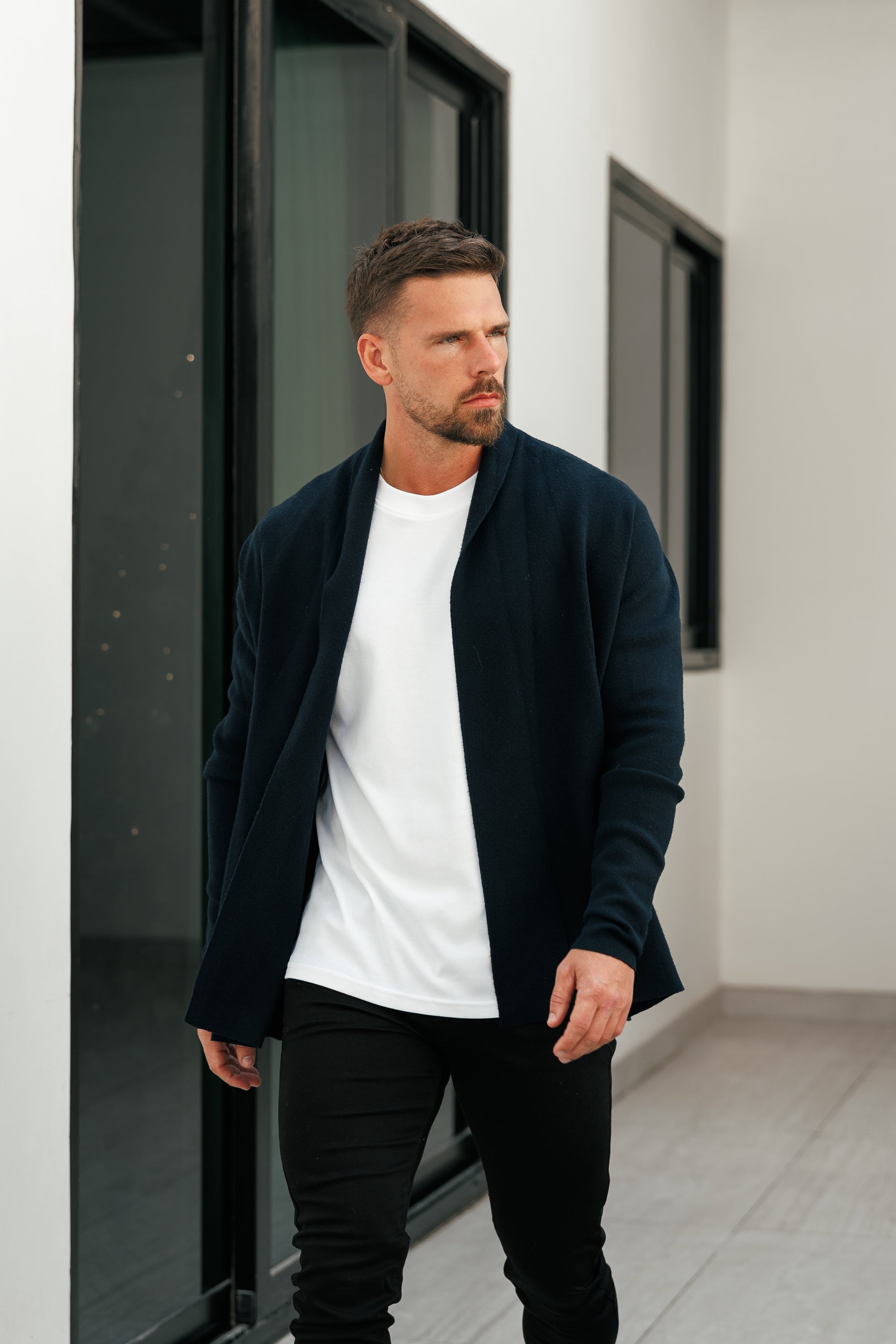 Soft Touch Shawl Cardigan Navy -  FSA002
