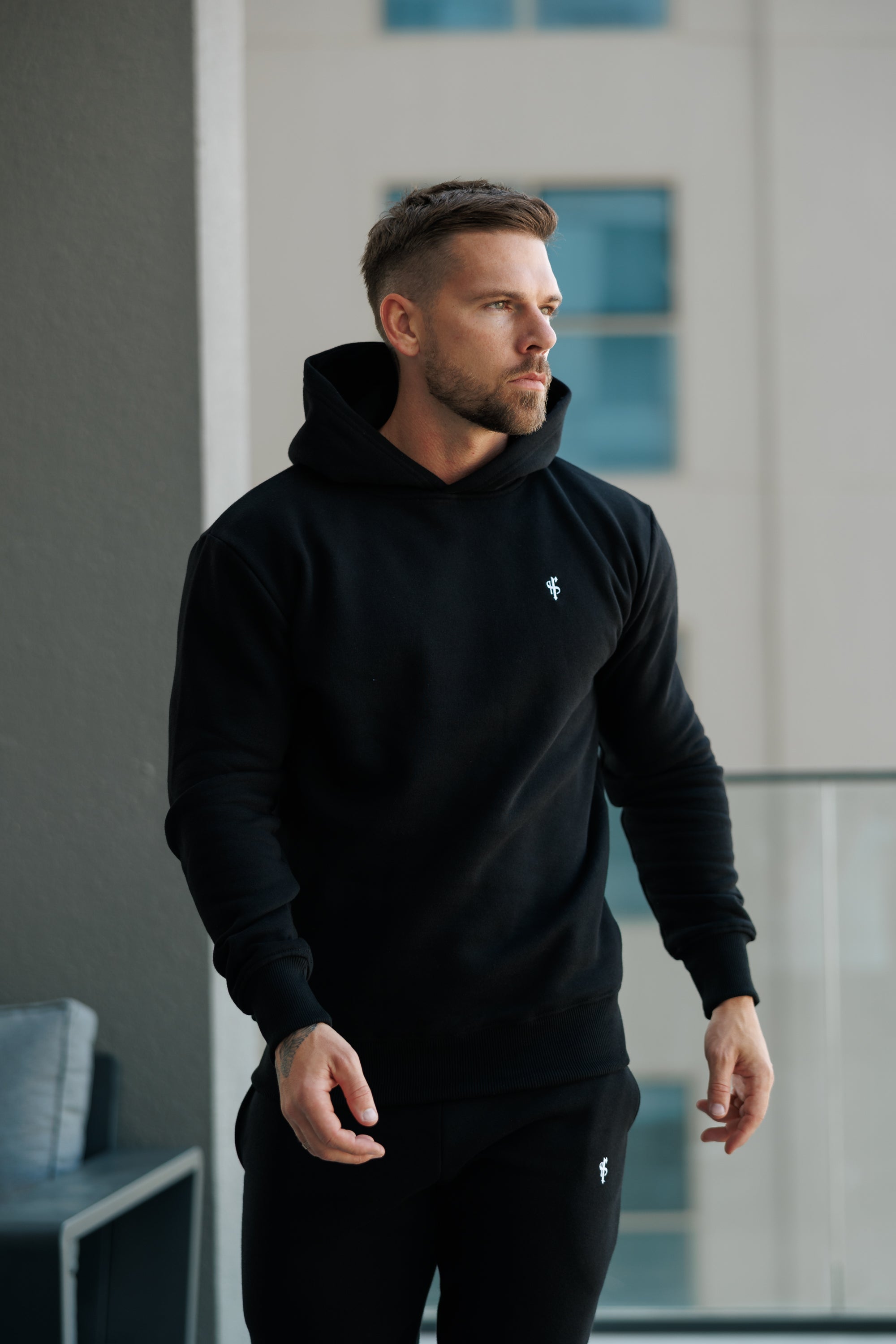 Plain Black Hoodie With FS Branding - FSH1189