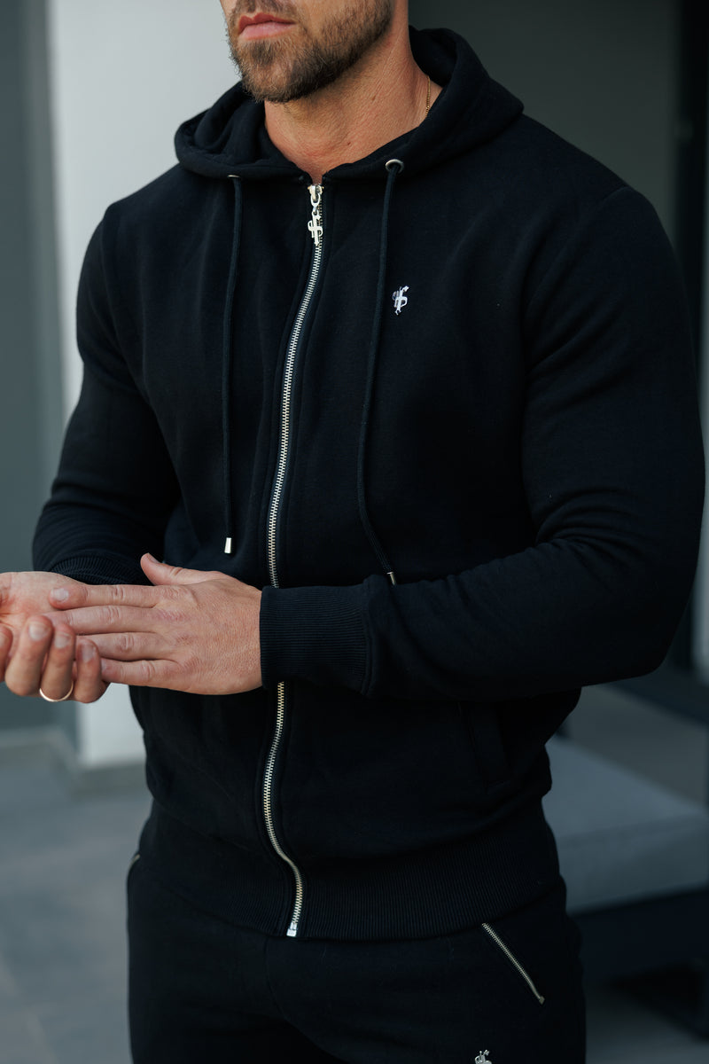 FS Black / Silver Full Zip Hoodie with Pockets - FSH1247