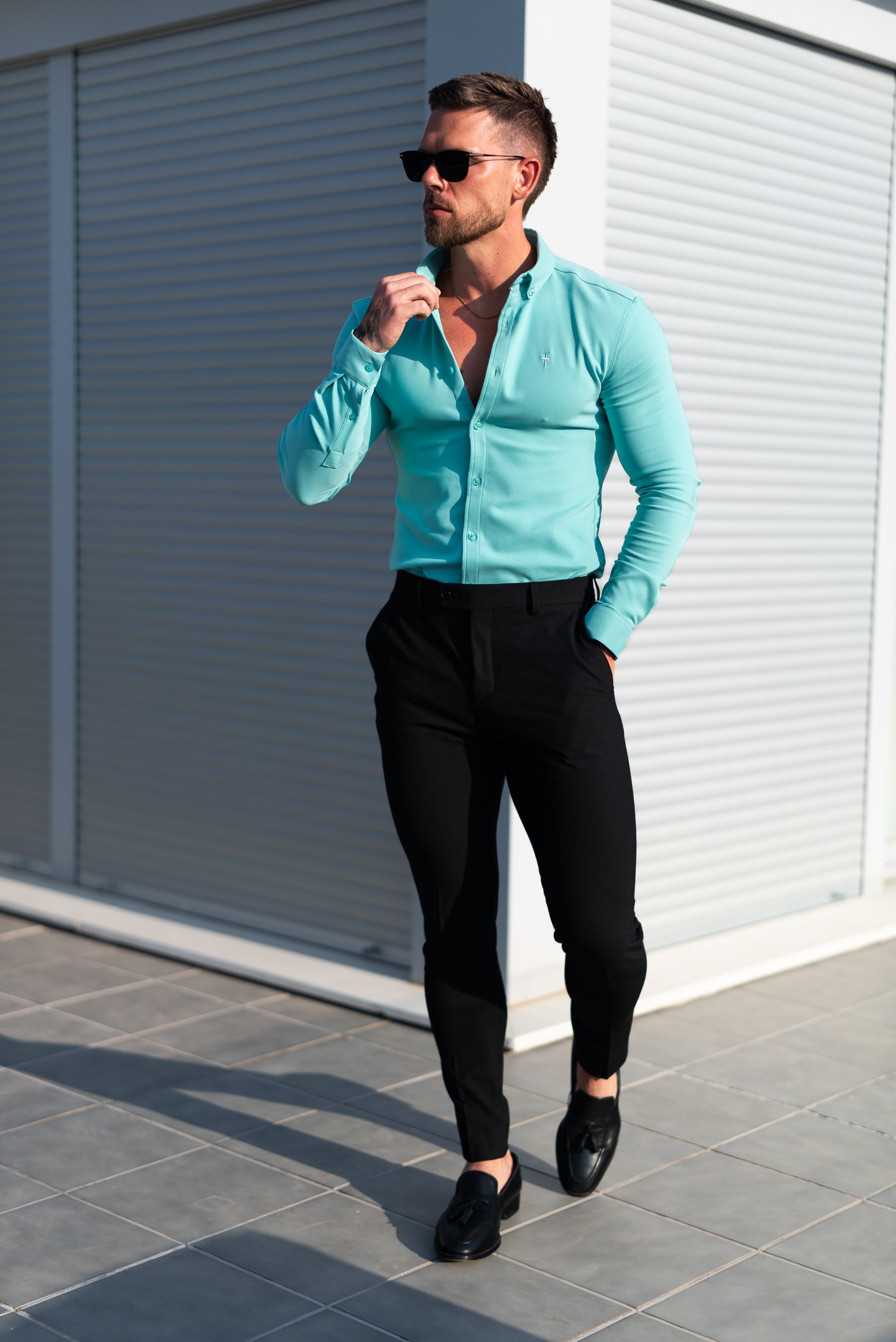 Super Slim LS New Mint Scuba with Button Down Collar - FS1116