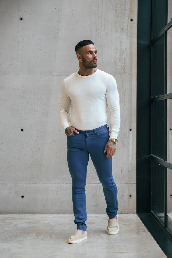 Father Sons Slim Stretch Light Navy Relaxed Sateen Trousers - FSH1305 (PRE ORDER 30TH NOVEMBER)