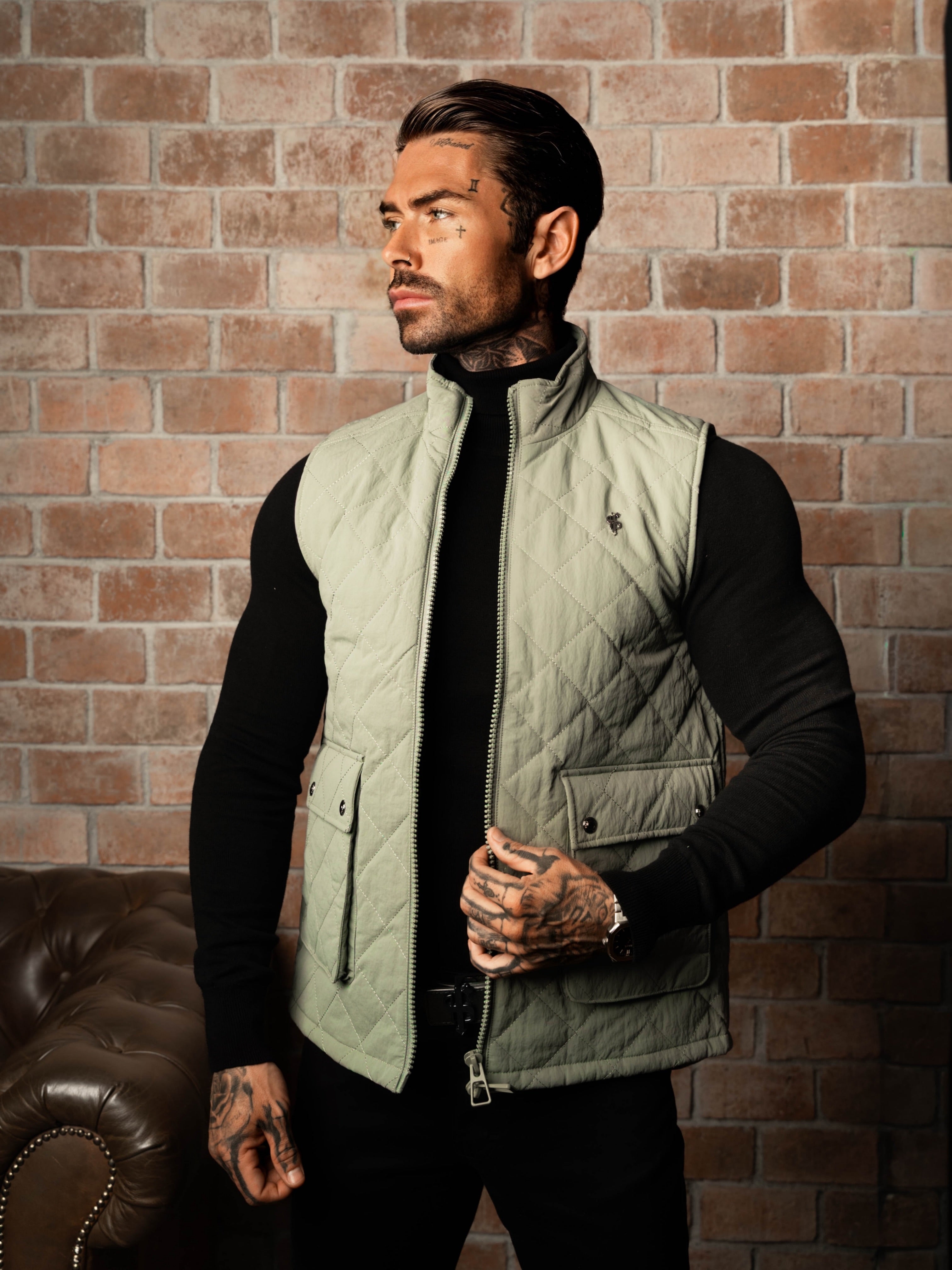 Sage Padded Gilet With Front Pockets  - FSN210