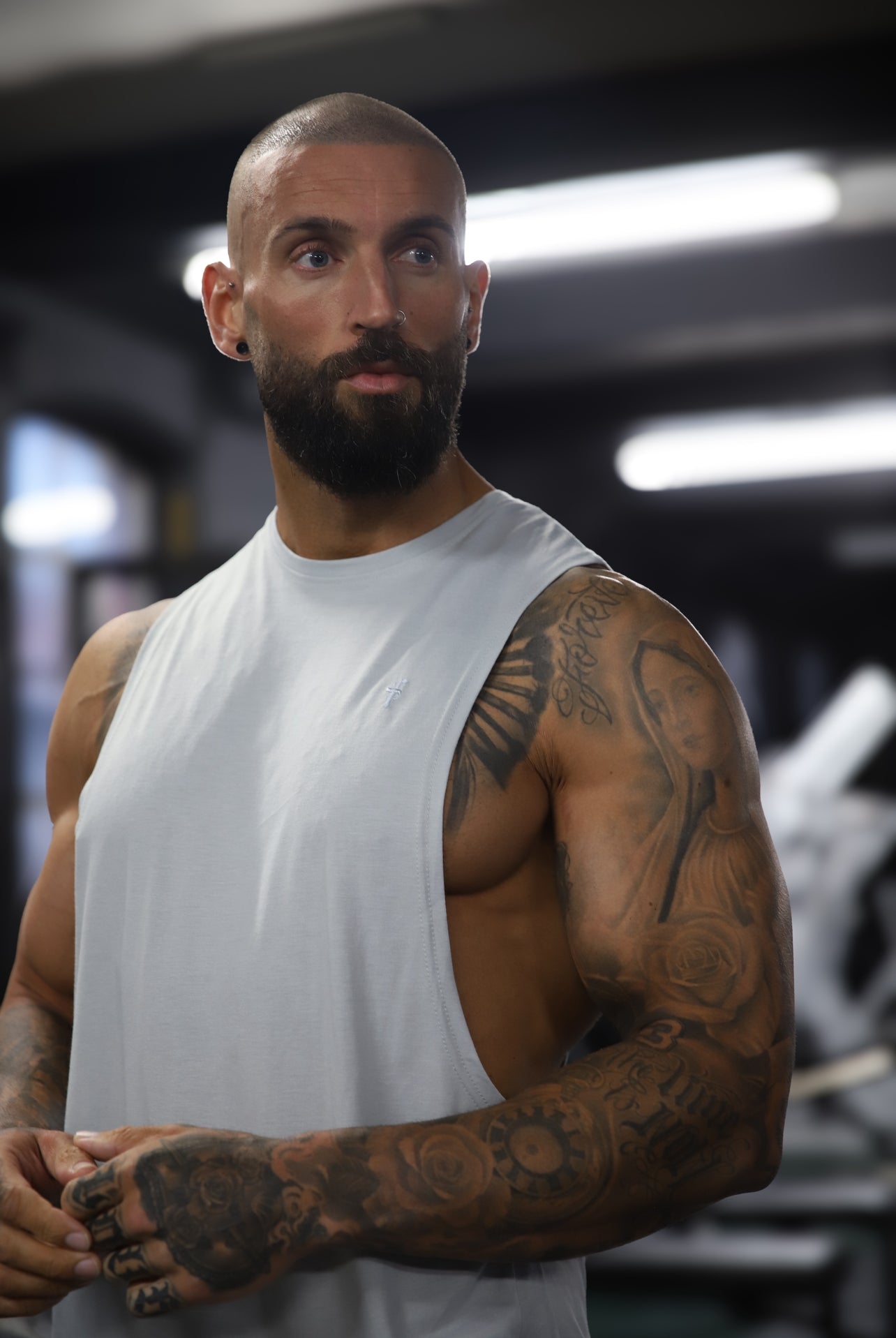 Classic Bamboo Dropped Armhole Light Grey Vest - FSH893