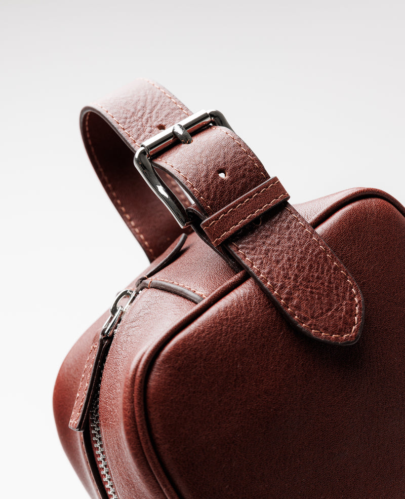 Father Sons Dark Tan Leather Wash Bag - FSH1393