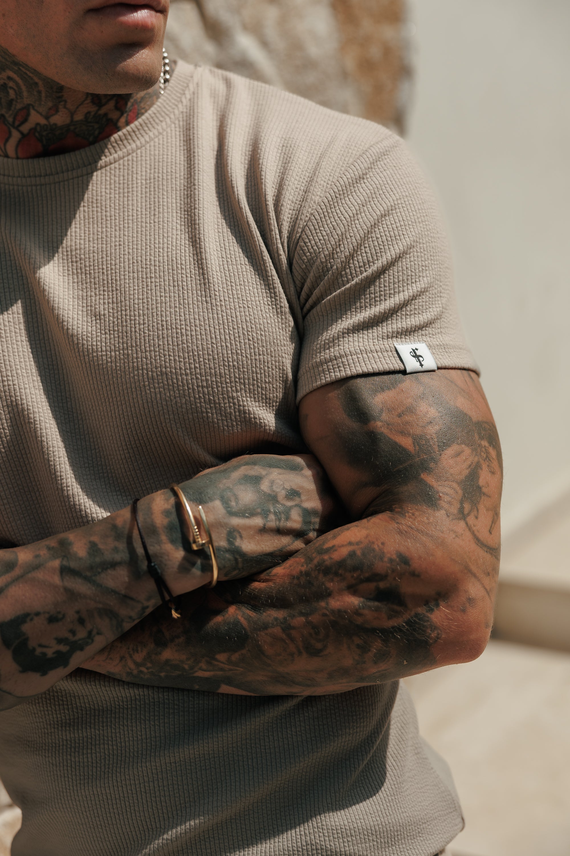 Jersey Cord Beige T-Shirt - FSR097