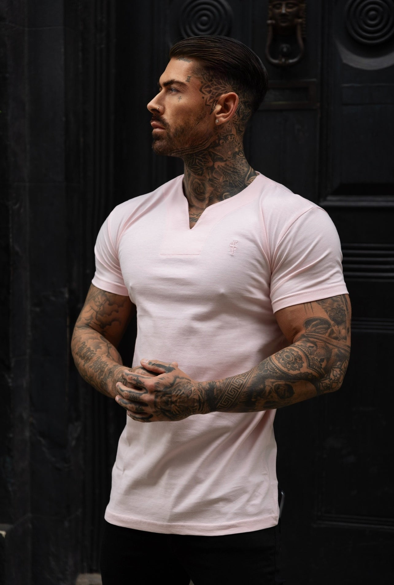 Advanced V Neck Crew Short Sleeve Beige