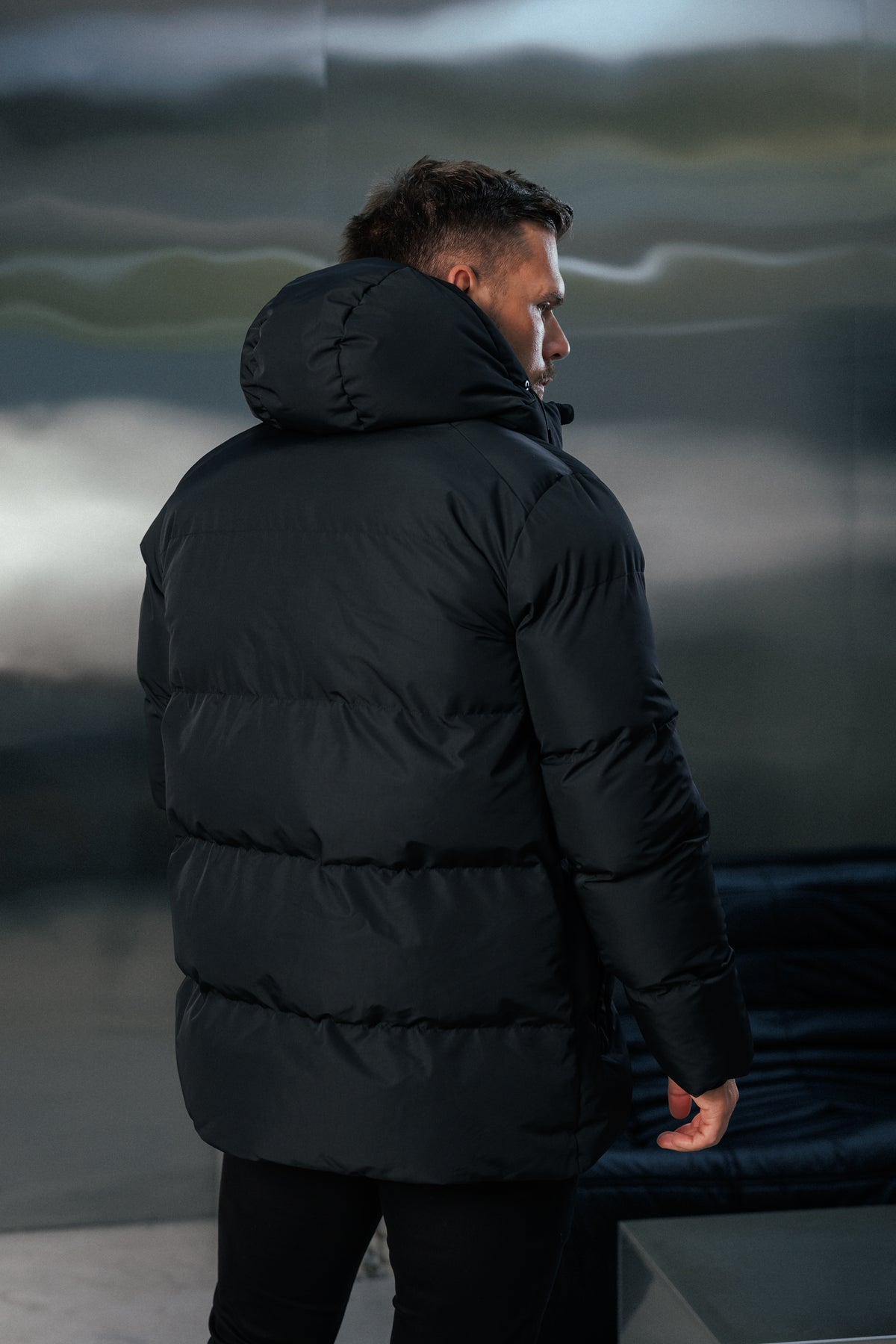 Black Padded Coat with Hood - FSN234