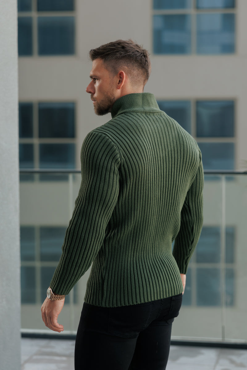 Father Sons Chunky Cable Knit Olive Jumper - FSJ061