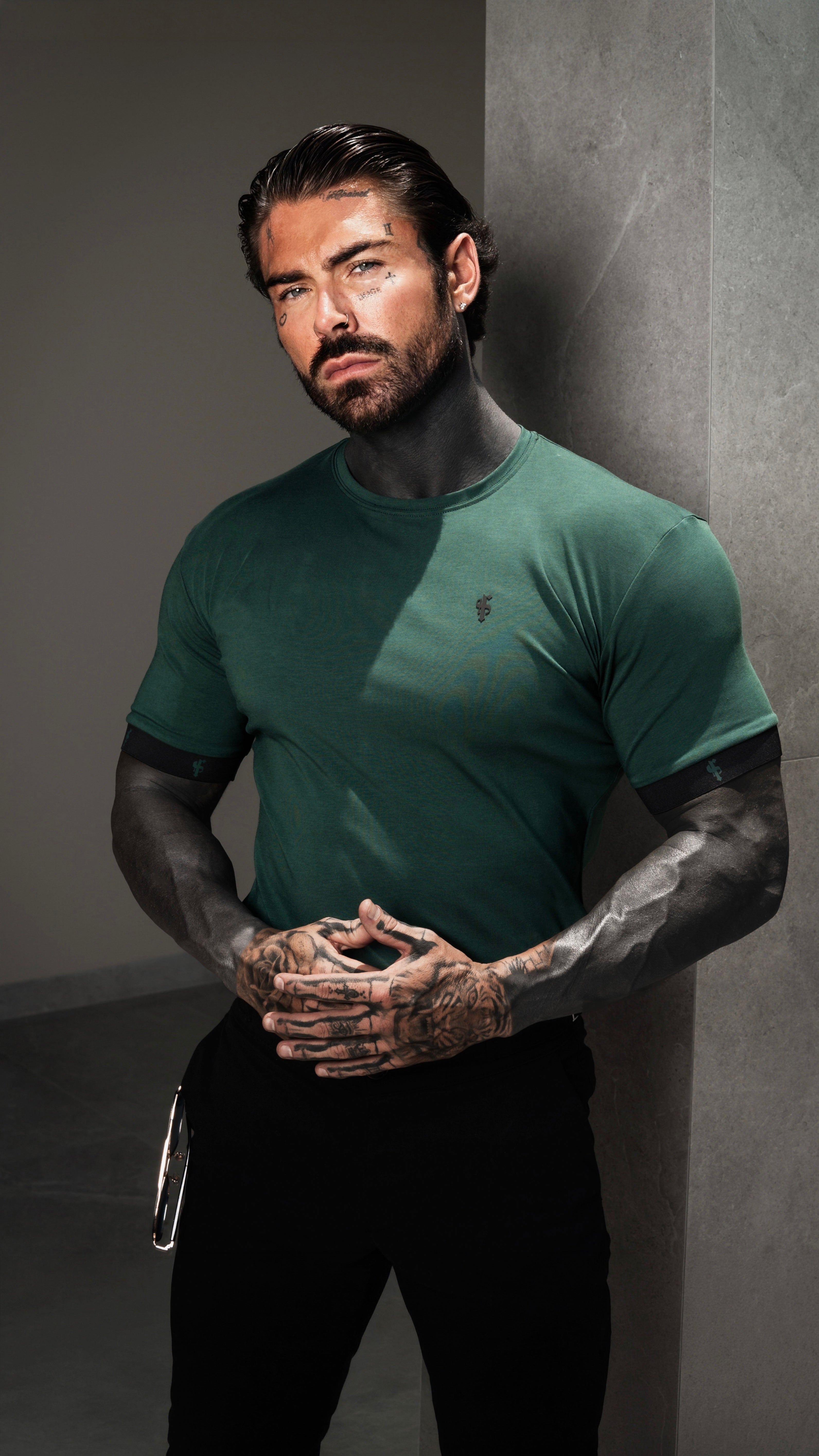 Classic Forest Green Crew T Shirt with FS Elastic Sleeve Branding - FSH1563