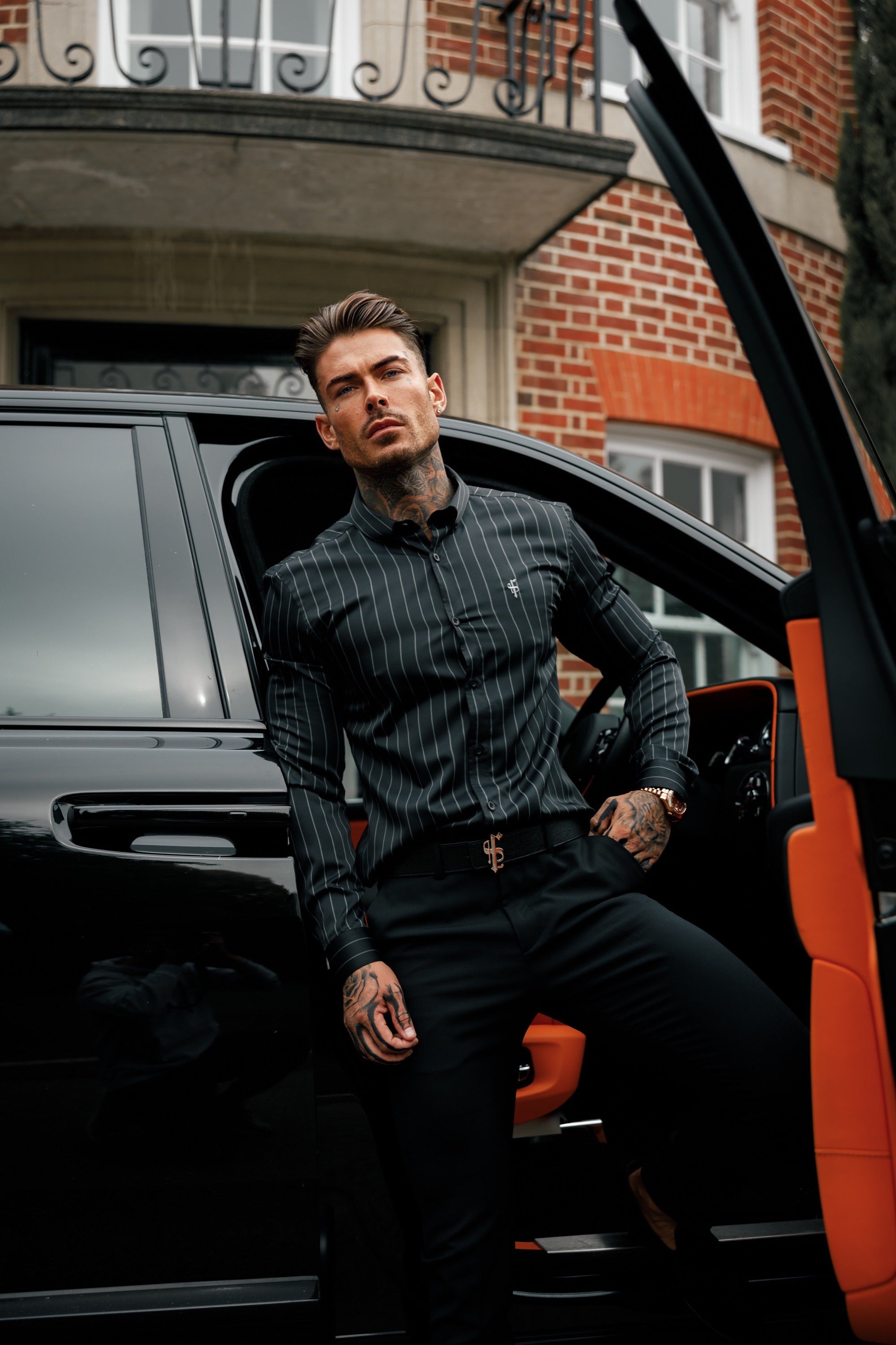 Classic Black / Grey Woven Sateen Stripe Long Sleeve - FS993