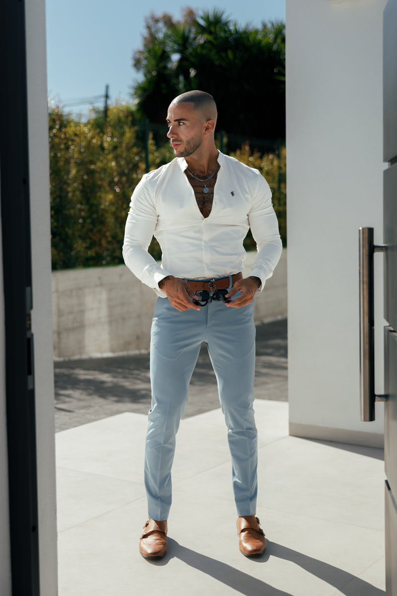 Father Sons Slim Formal Airforce Blue Stretch Trousers - FST025  (PRE ORDER 22ND NOVEMBER)