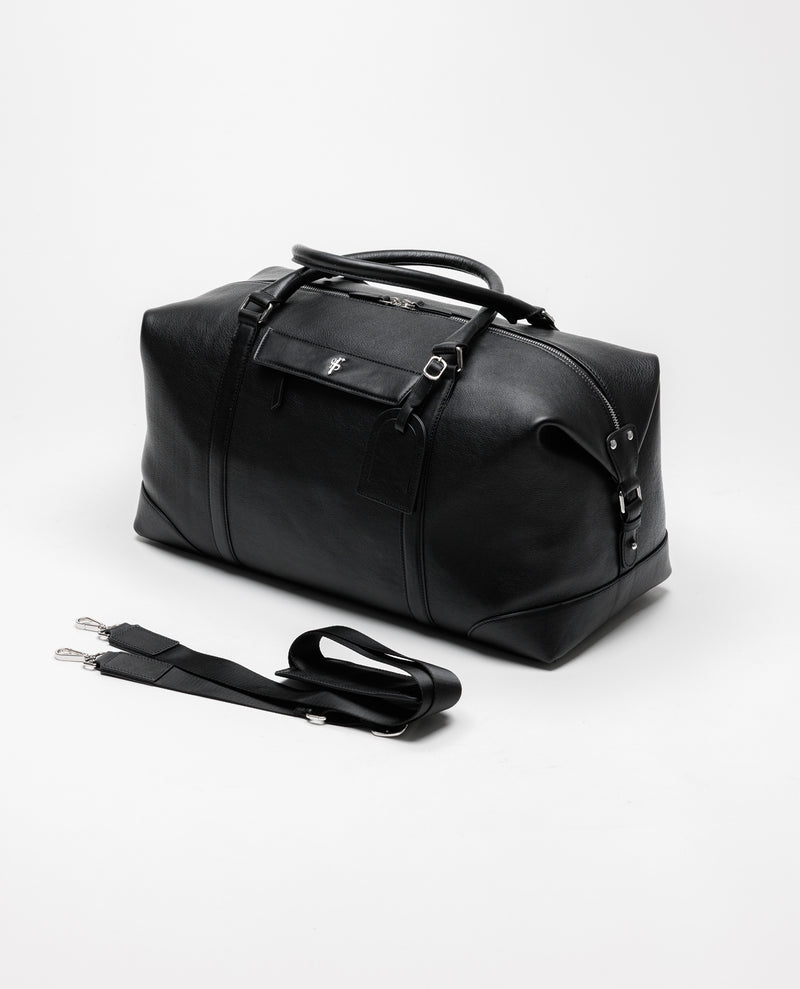 Father Sons Black Leather Holdall Bag - FSH201