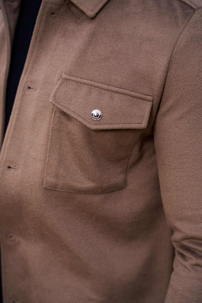 FS Brushed Button Up Plain Jacket Taupe - FSN184 (PRE ORDER 15TH DECEMBER)