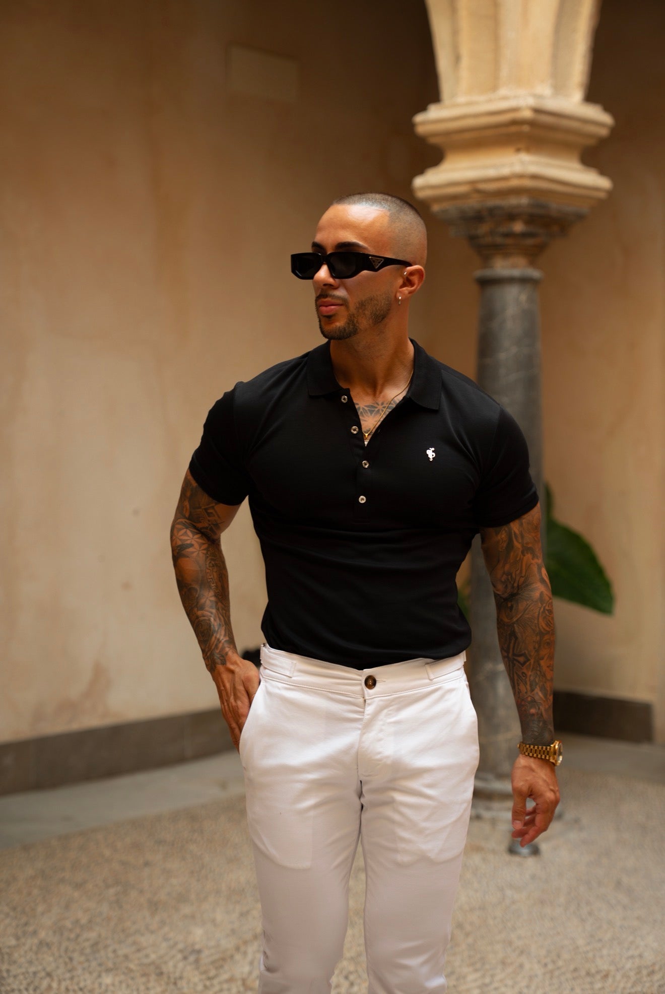 Classic Black / Silver Pima Cotton Polo Short Sleeve  - FSH1546
