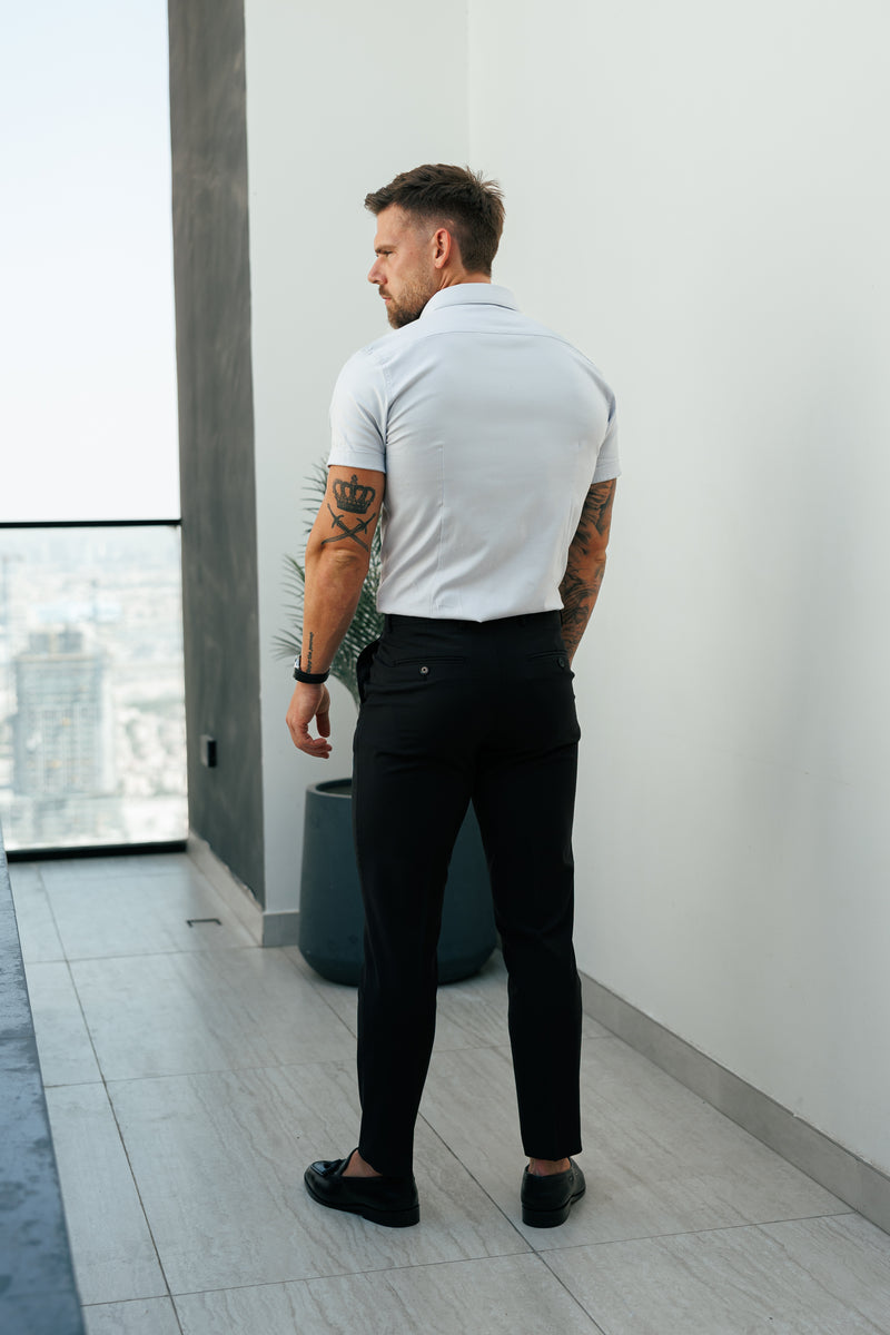 Father Sons Classic Stretch Oxford Short Sleeve Light Grey with Button Down Collar - FS1214