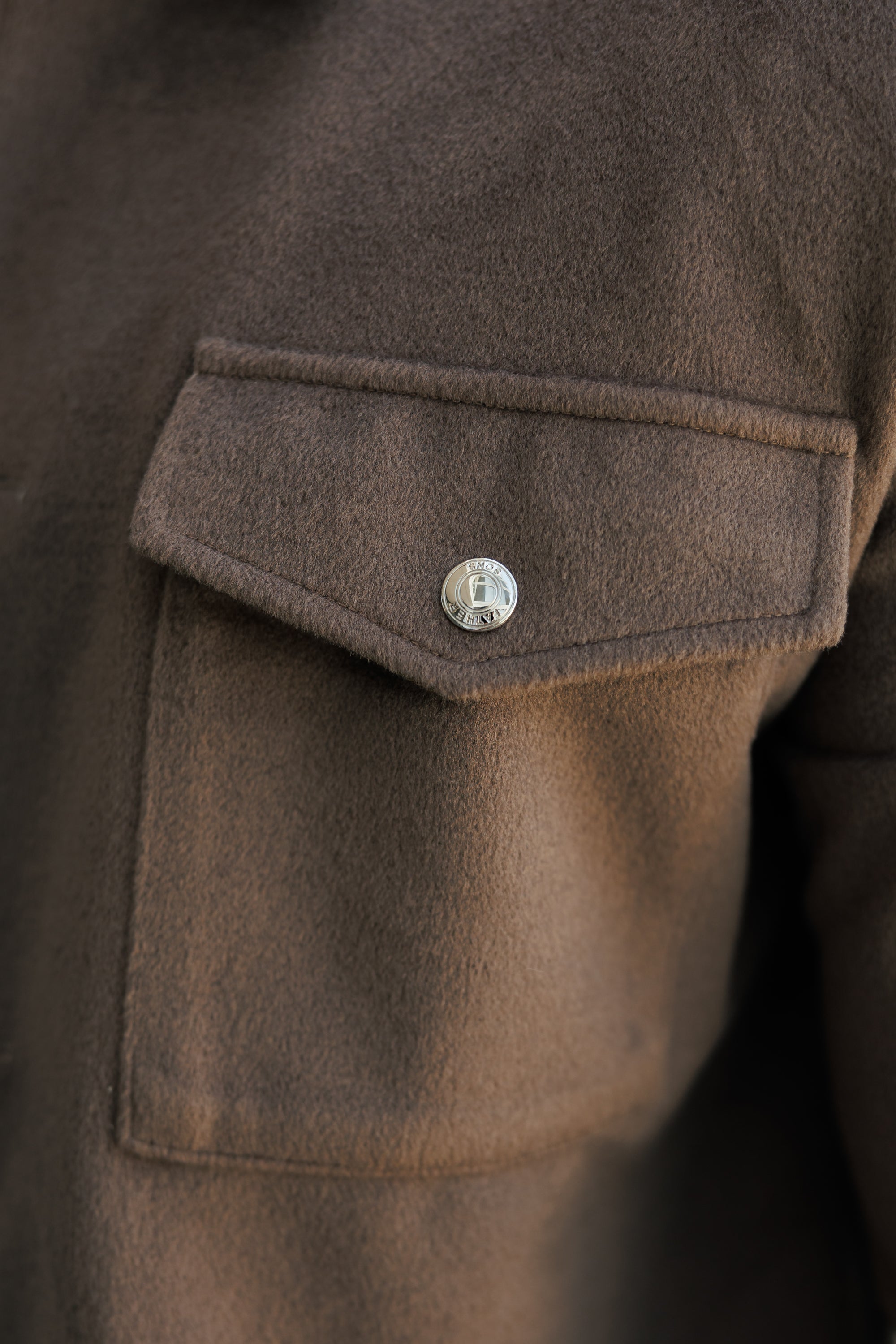 Brushed Button Up Plain Jacket Taupe - FSN184