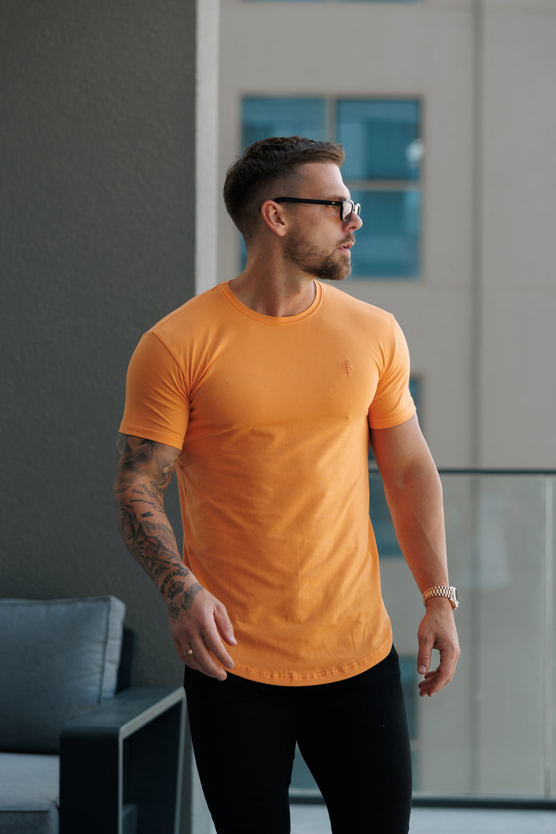 Father Sons Classic Orange Tonal Curved Hem Crew T Shirt - FSH1152