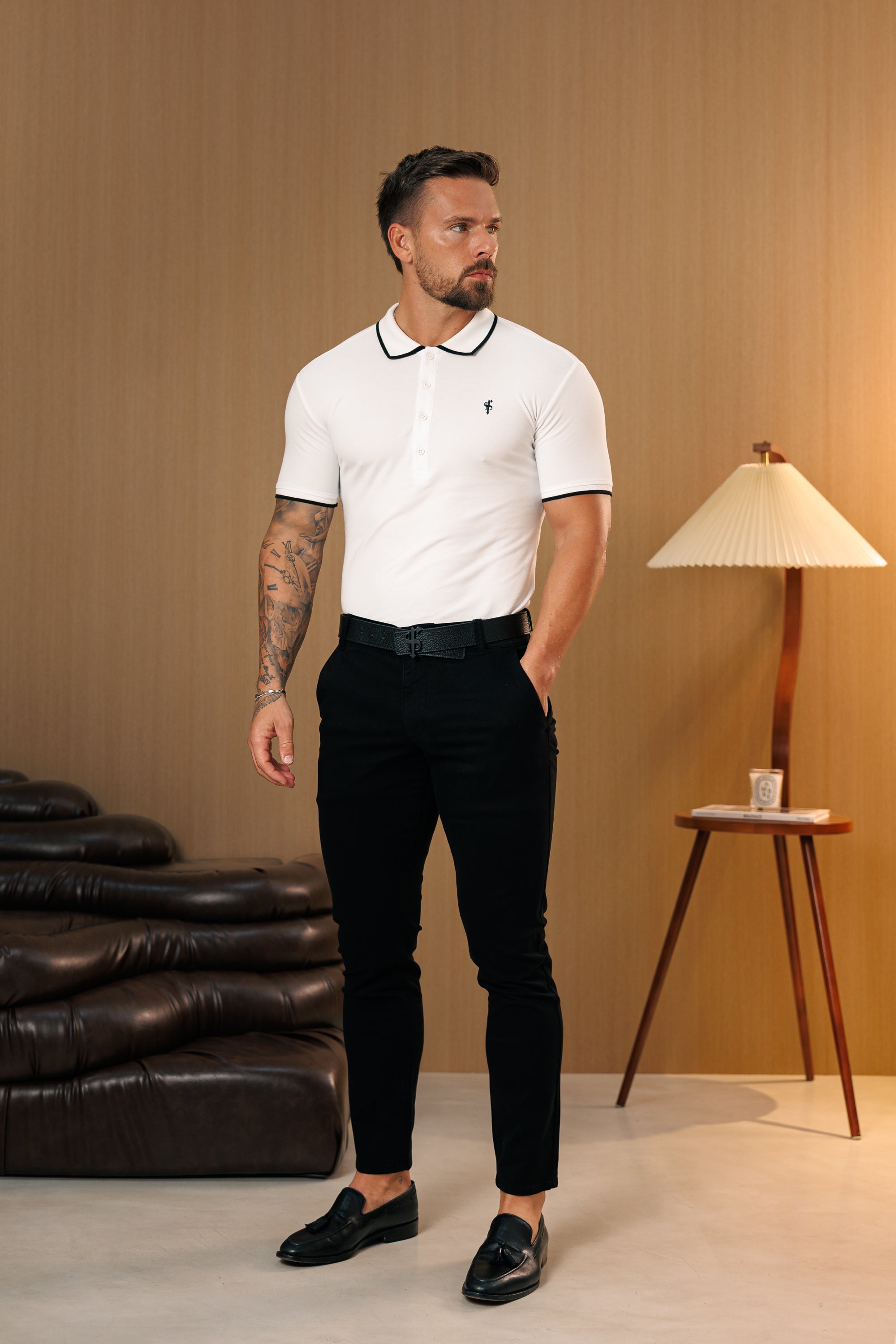 Black Chino Trousers With Belt Loops - FSH1490