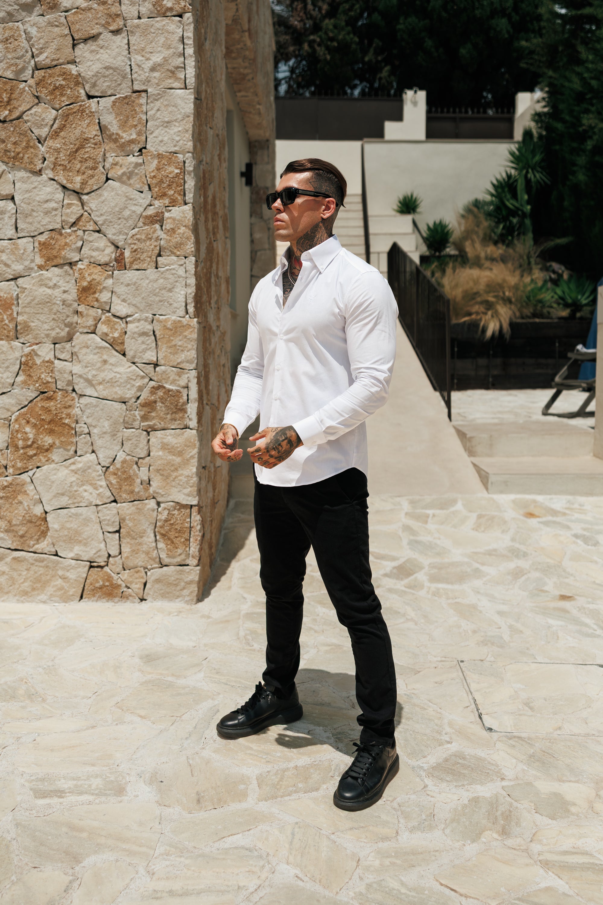 Romeo Classic Fit Stretch White Buttondown Collar Shirt  - FS1255