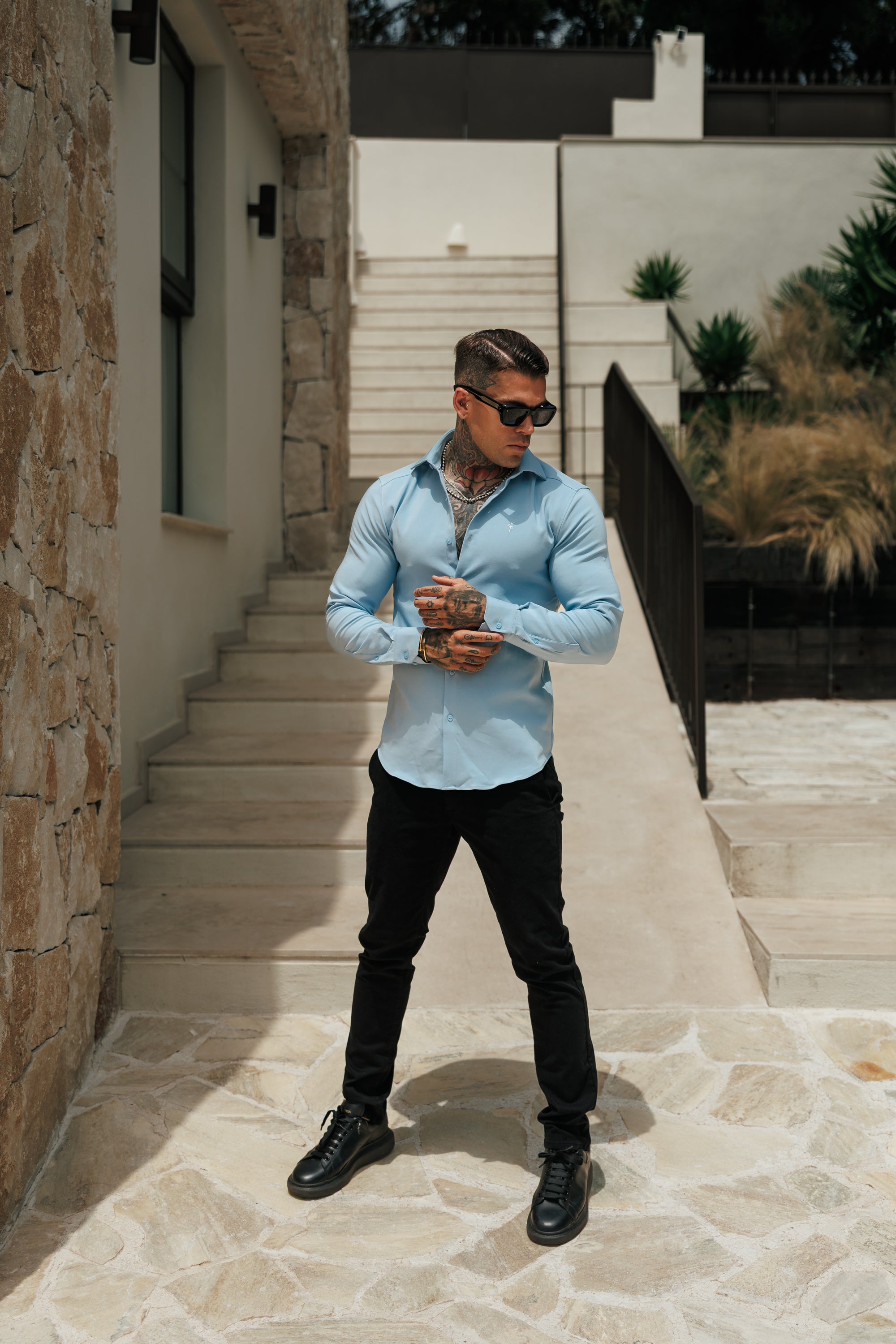 Classic Scuba Light Blue Long Sleeve Stretch with Cutaway Collar - FS1239