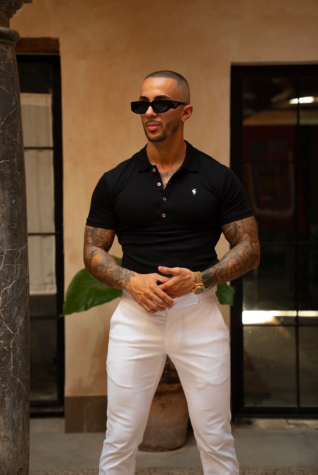 Classic Black / Silver Pima Cotton Polo Short Sleeve  - FSH1546