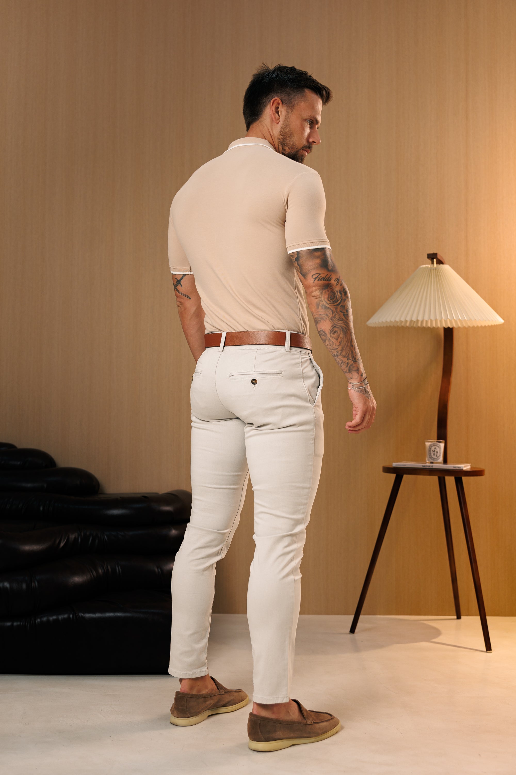 Light Grey Chino Trousers With Belt Loops - FSH1665 (PRE ORDER 10TH SEPTEMBER)