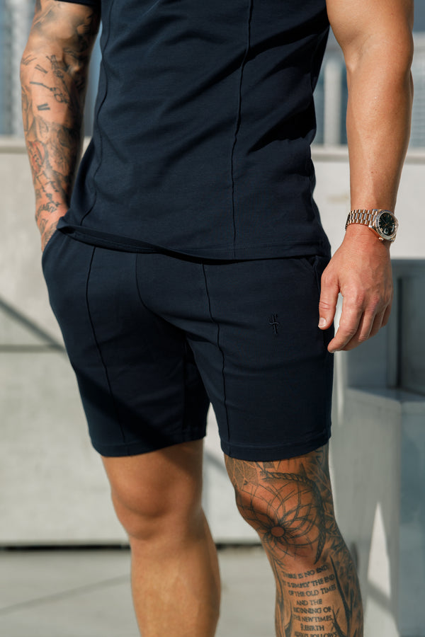 Father Sons Navy Elasticated Drawstring Pintuck Shorts - FSH1056