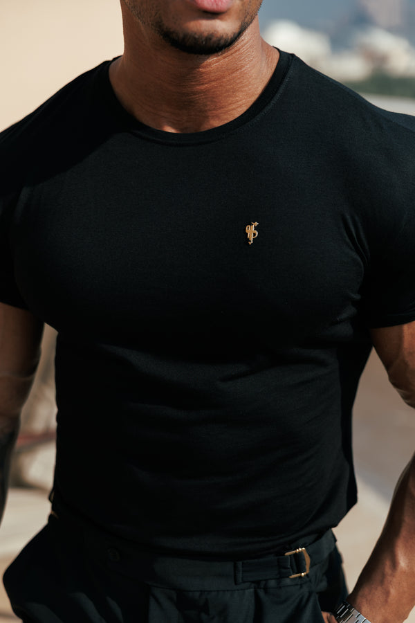 Father Sons Classic Black Bamboo Crew with Gold Metal Emblem Decal FSH1382