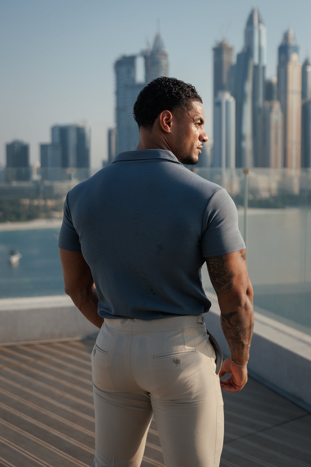 Gunmetal Jersey Cord Revere Polo Short Sleeve - FSR153