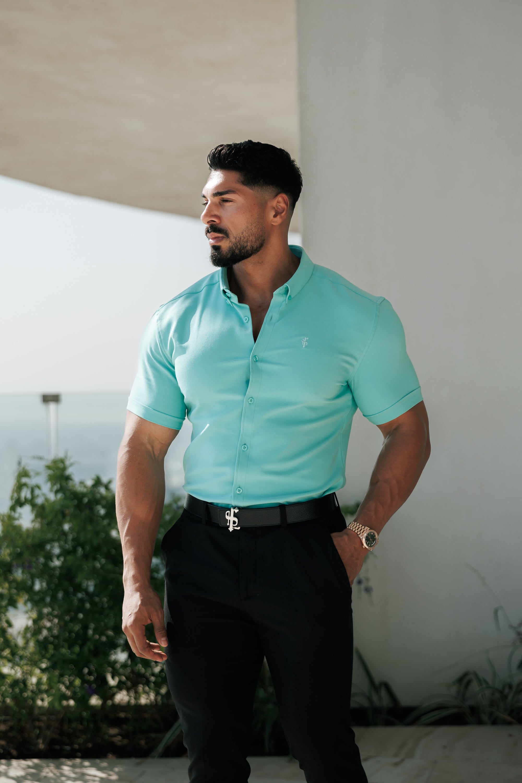 Super Slim SS New Mint Scuba with Button Down Collar - FS1117