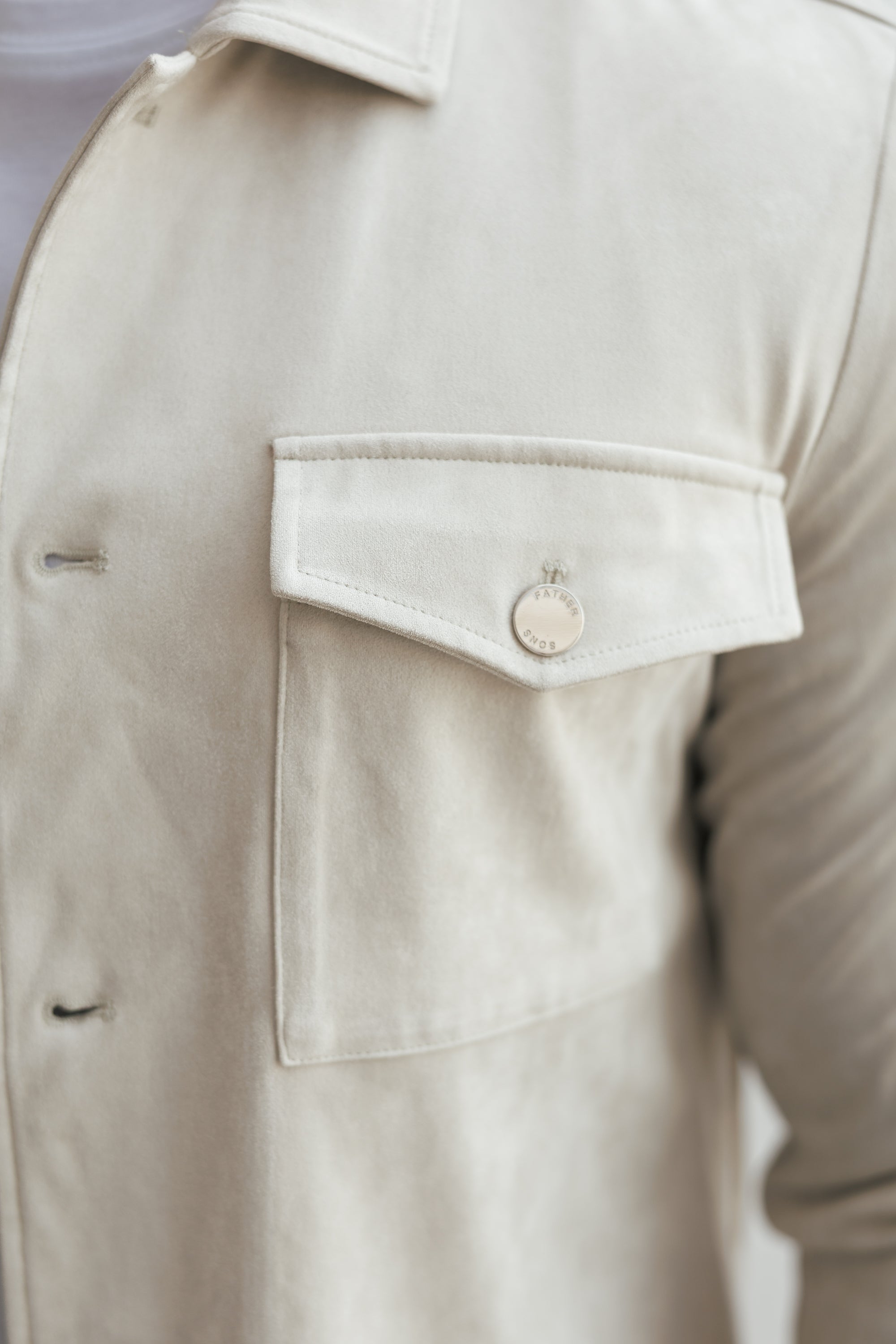 Suede Feel Button Up Jacket Light Grey / Silver - FSN220