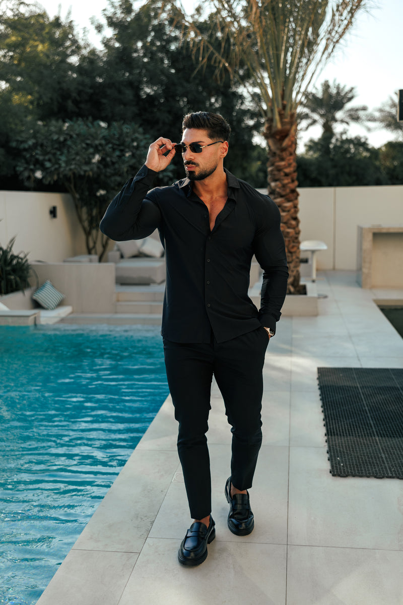 Father Sons Ultra Stretch Compression Shirt Long Sleeve Black - FS1234