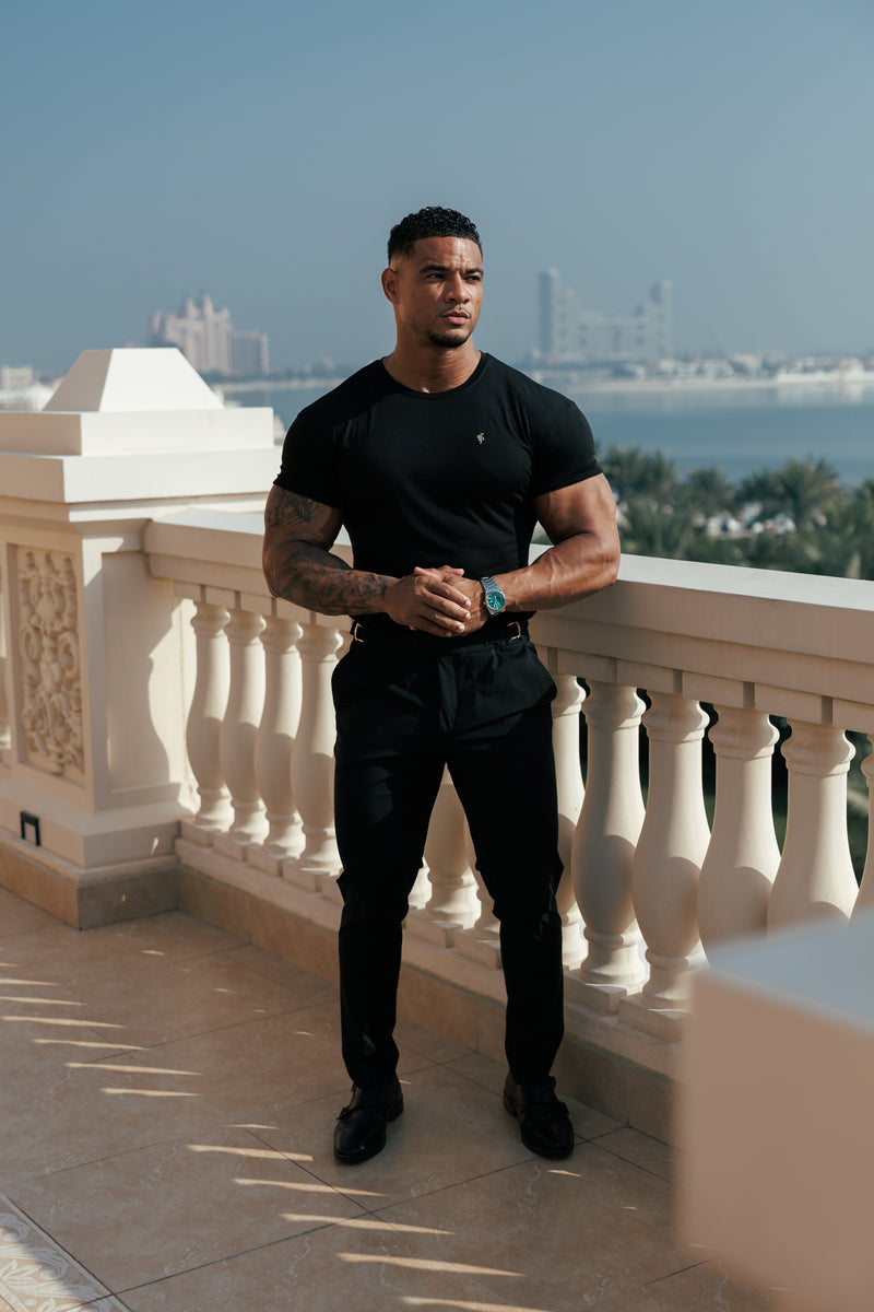 Father Sons Classic Black Bamboo Crew with Gold Metal Emblem Decal FSH1382