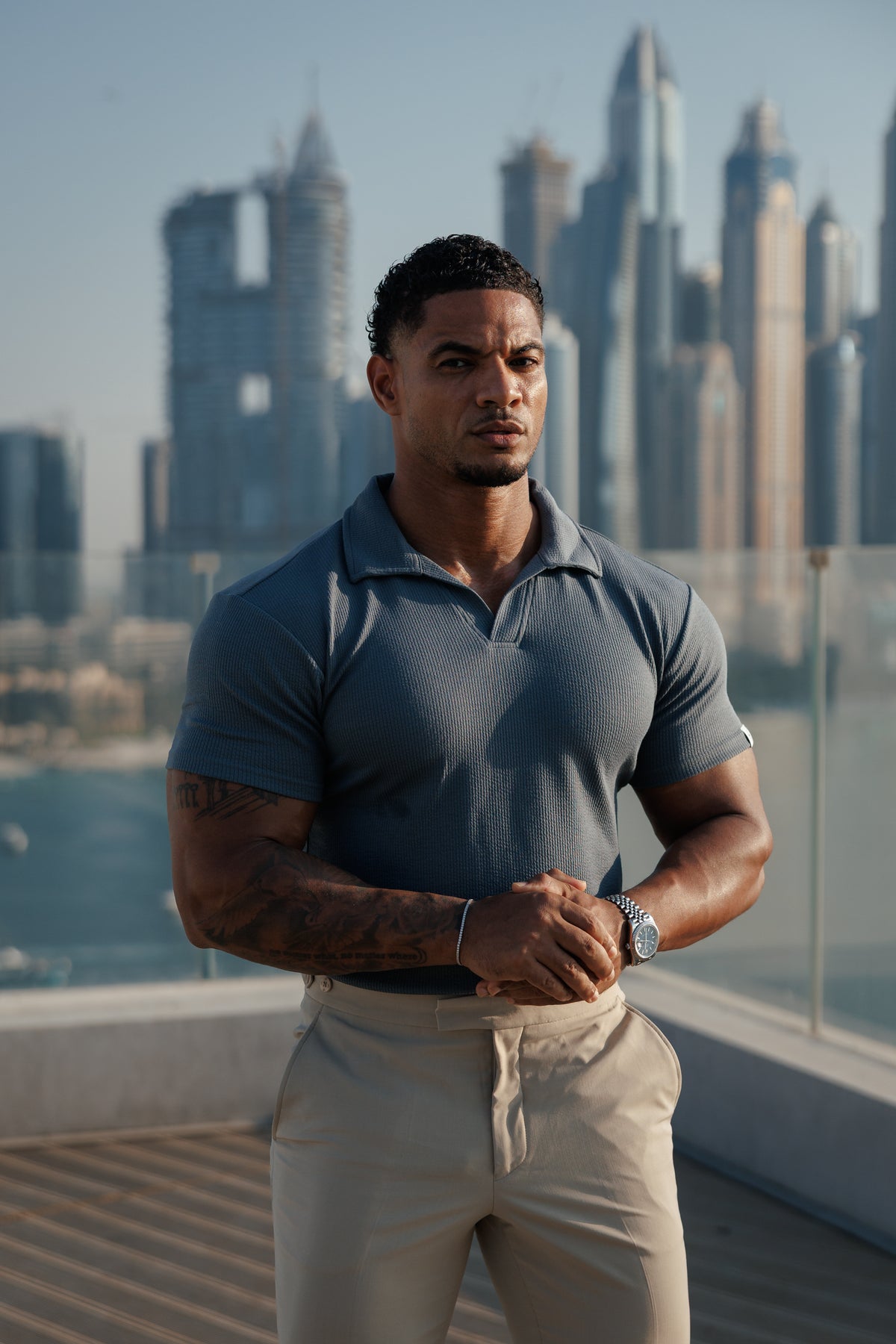 Gunmetal Jersey Cord Revere Polo Short Sleeve - FSR153