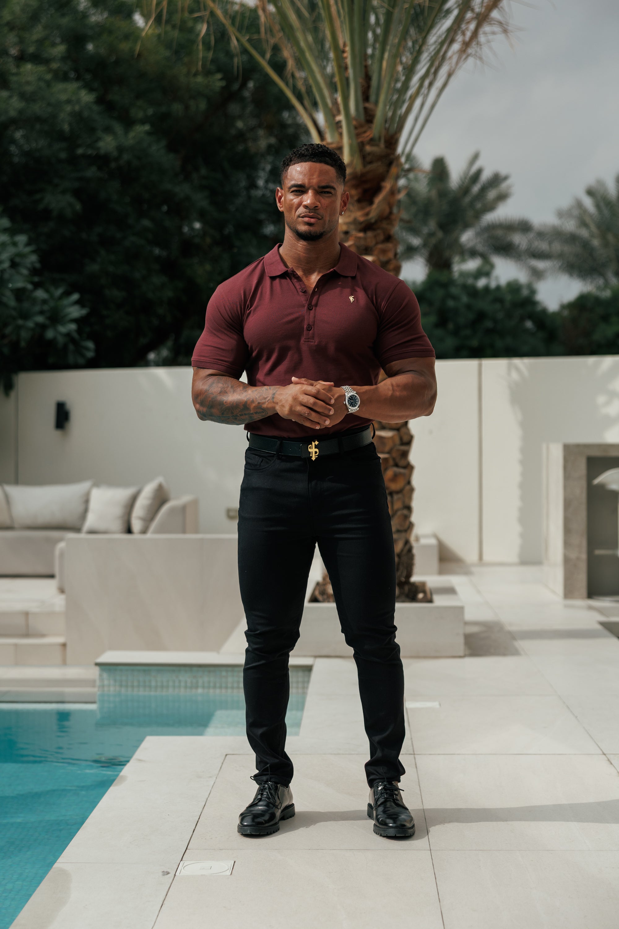 Burgundy / Gold Polo Shirt - FSH1407