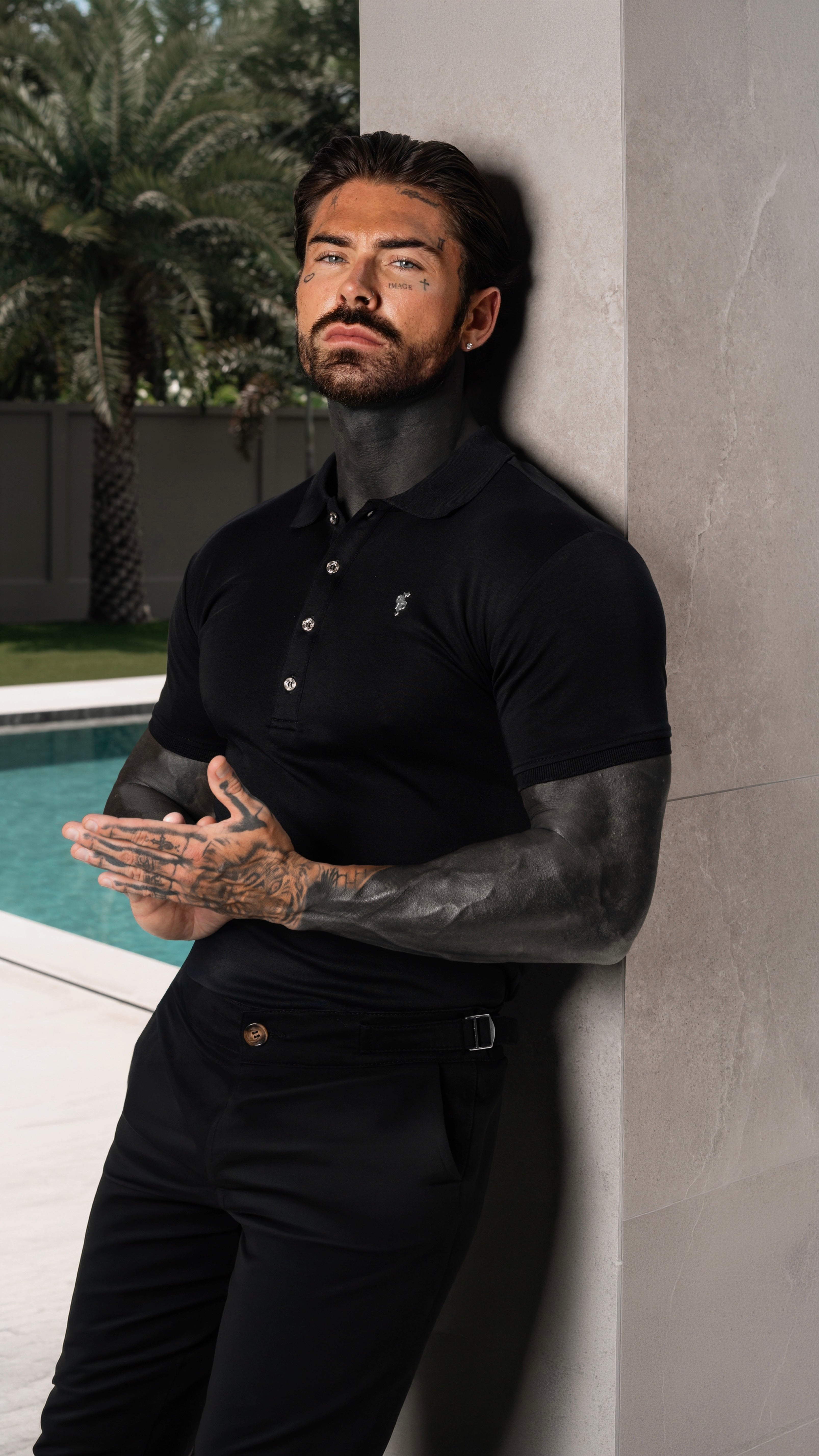 Classic Black / Silver Pima Cotton Polo Short Sleeve  - FSH1546