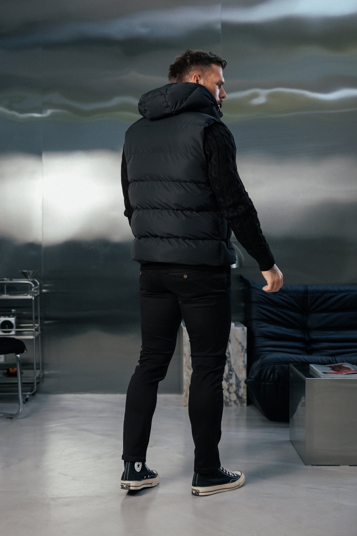 Black Padded Hooded Gilet - FSN235 (PRE ORDER 24TH OCTOBER)