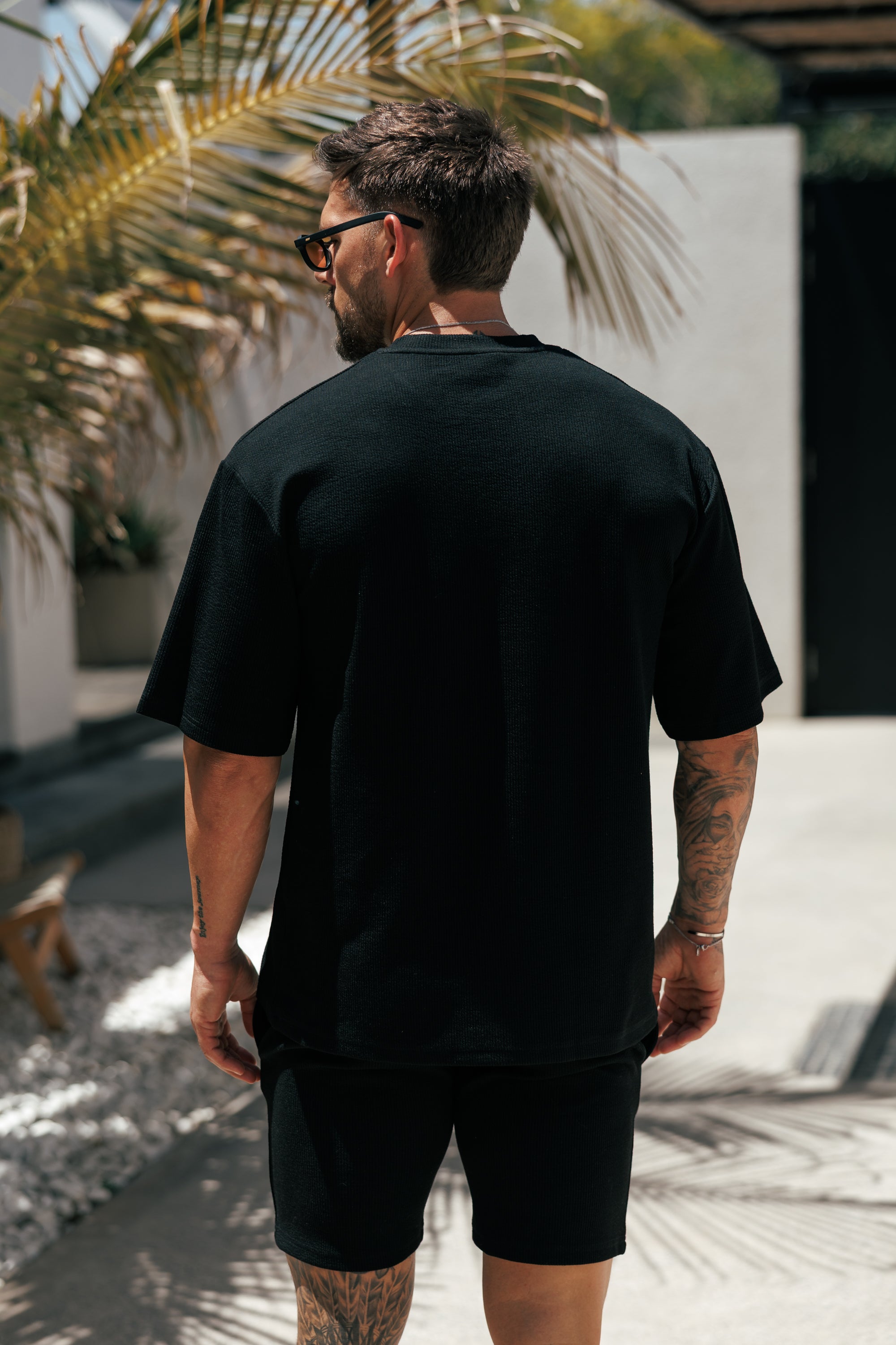 Jersey Cord Black Oversized T-Shirt - FSR102