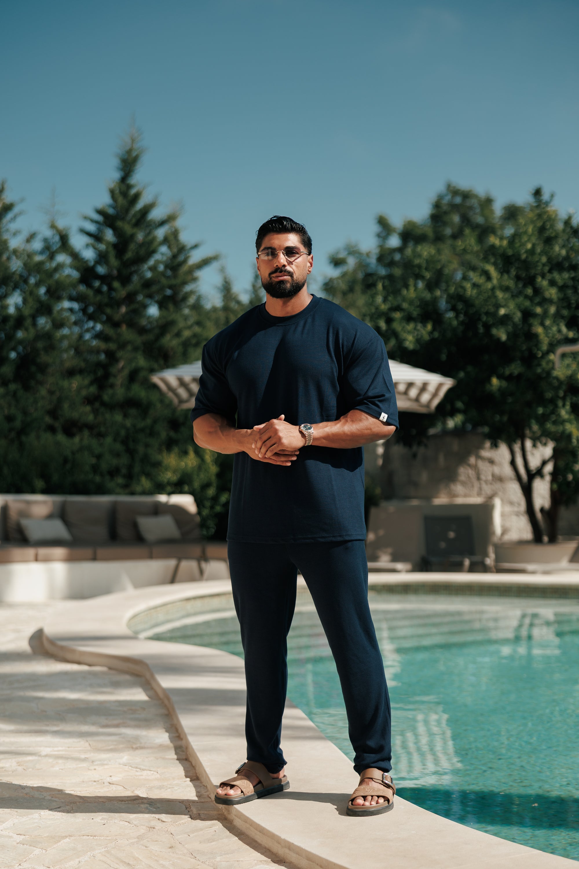 Jersey Cord Slim Navy Trousers - FSR087