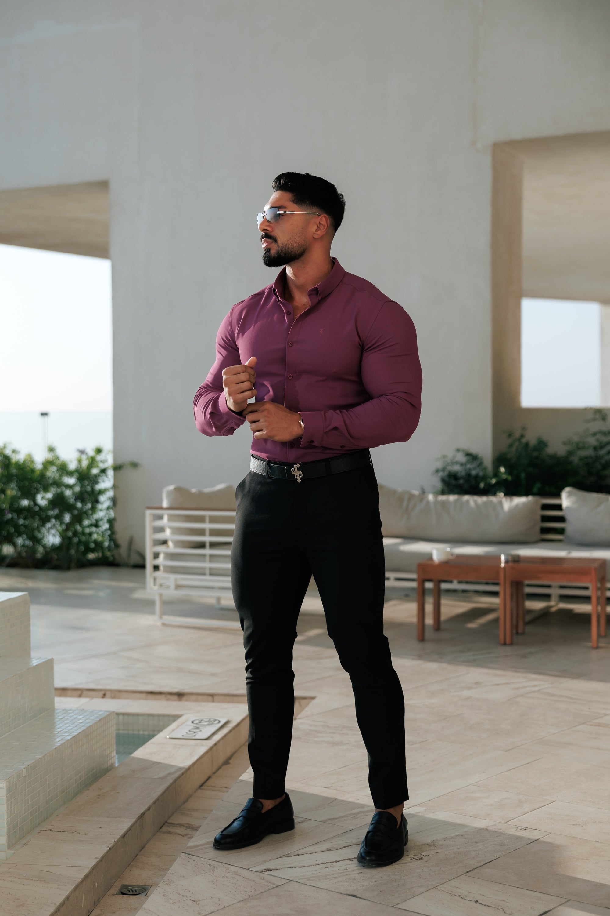 Super Slim LS Grape Juice Scuba with Button Down Collar - FS1118