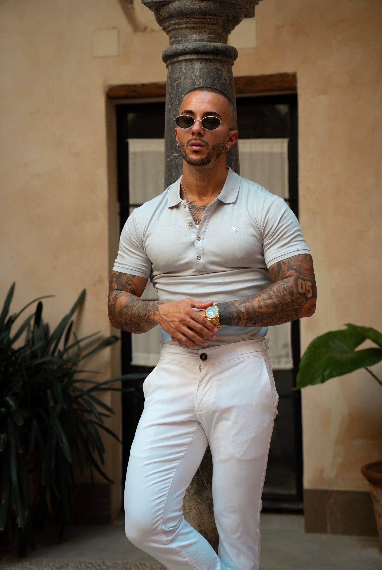 Classic Light Grey / Silver Pima Cotton Polo Short Sleeve  - FSH1548